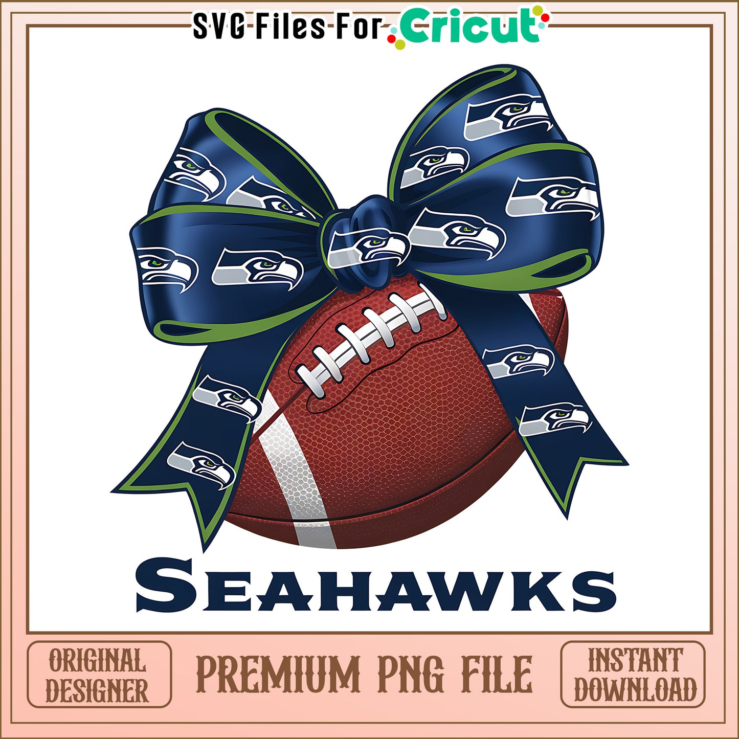 Seahawks rugby ball and bow png, Seattle Seahawks png, NFL png