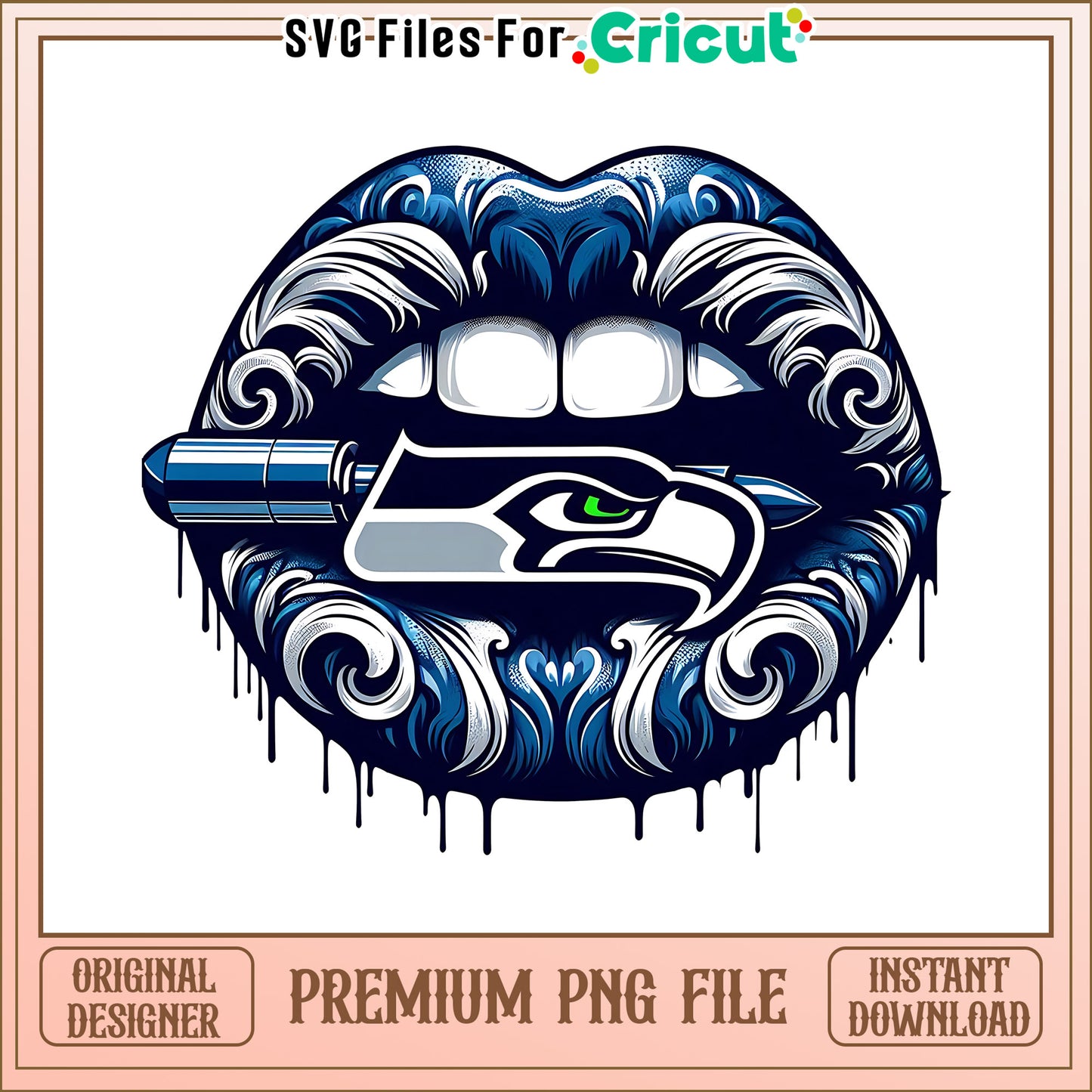 Seahawks vintage lips design png, Seattle Seahawks png, NFL png