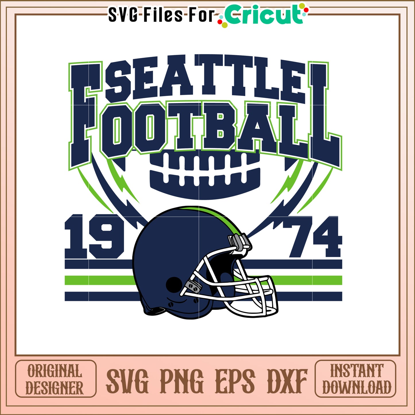 Seattle Football SVG Design Vintage Style Helmet Art