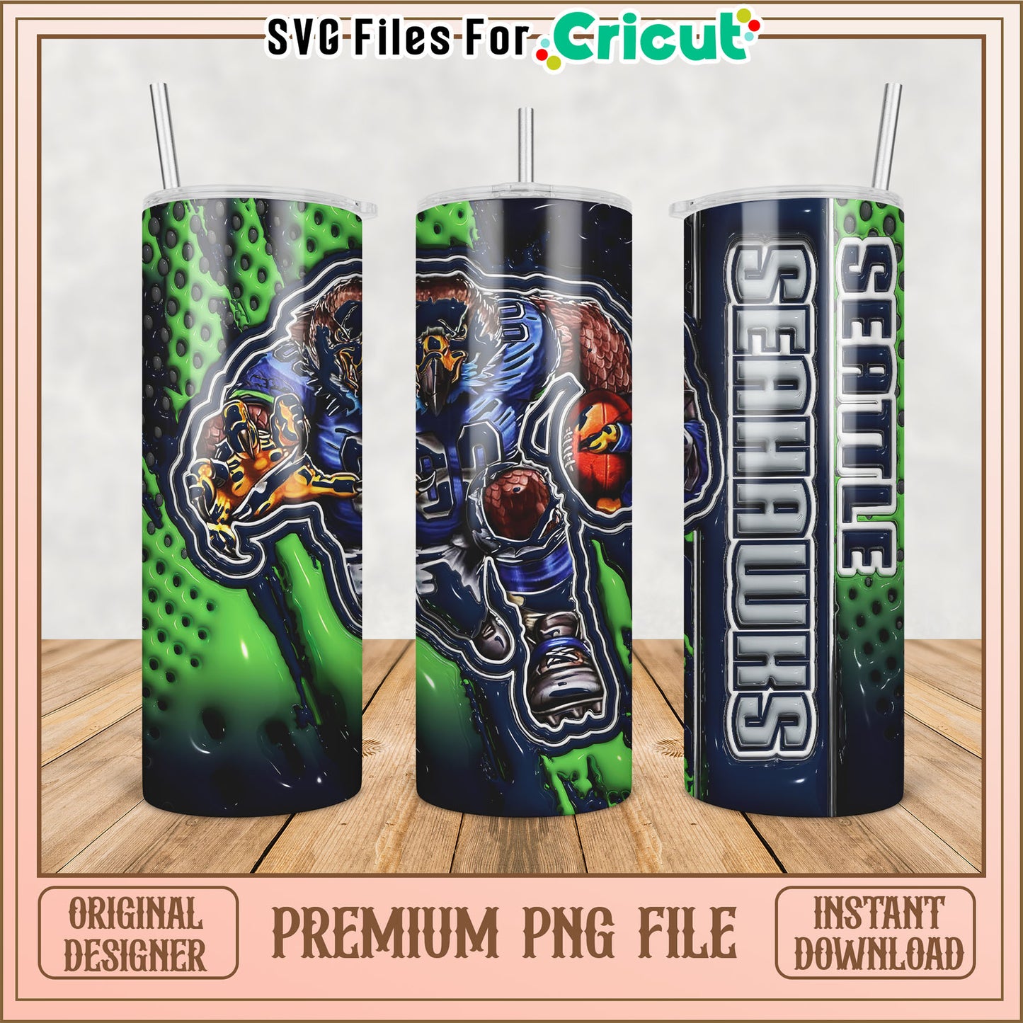 Seattle Seahawks Tumbler PNG Design