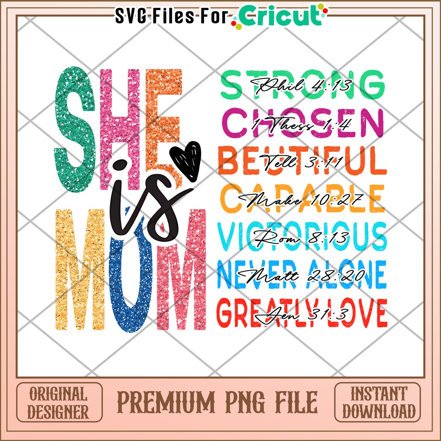 She is Mom PNG Sublimation Design