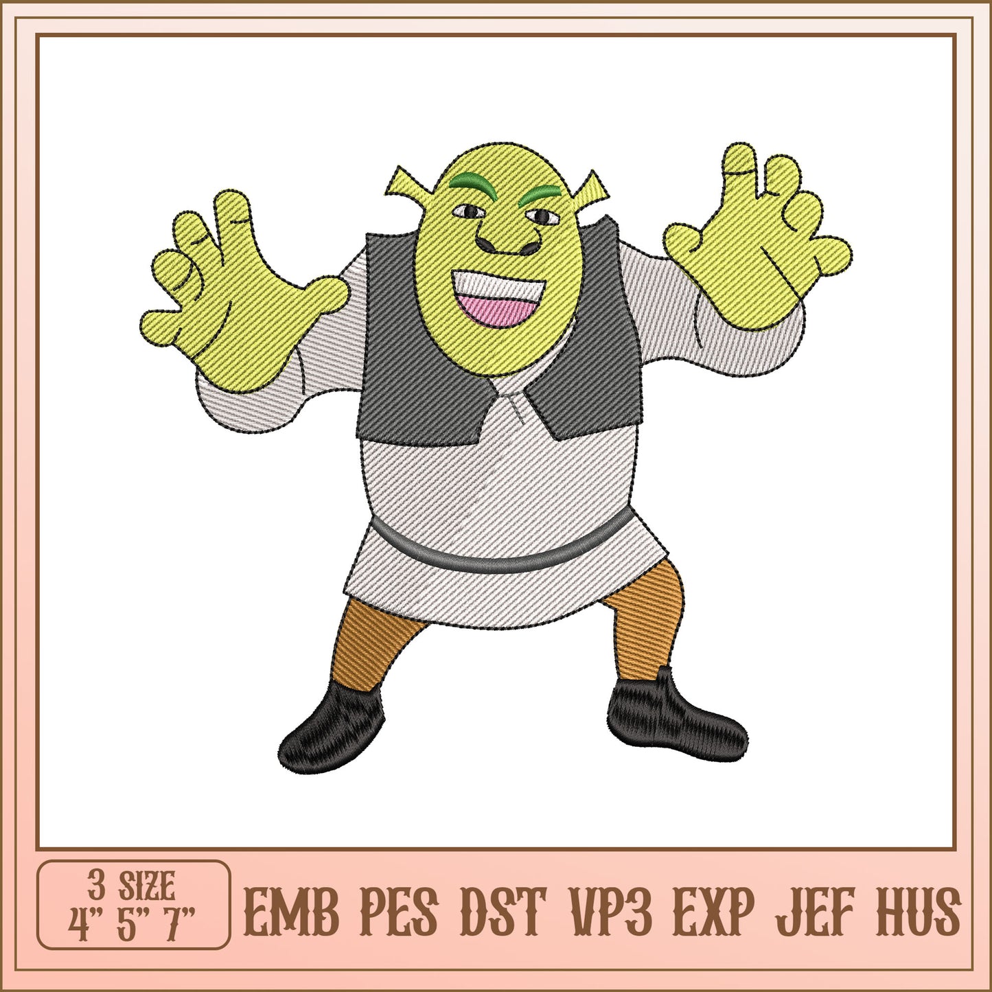 Shrek Embroidery Design 3 Sizes