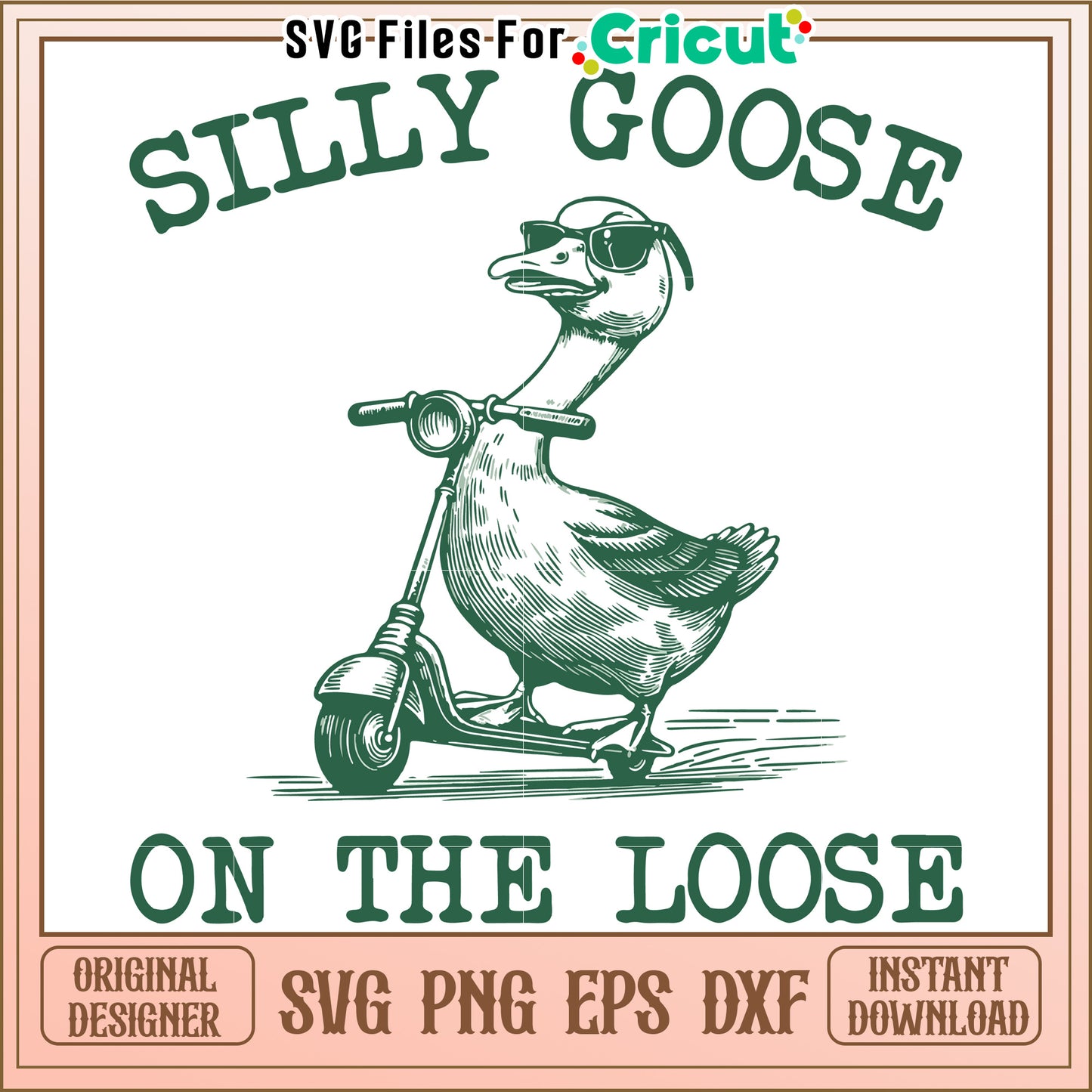 Silly Goose Riding Scooter Design, Fun and Quirky Animal Art