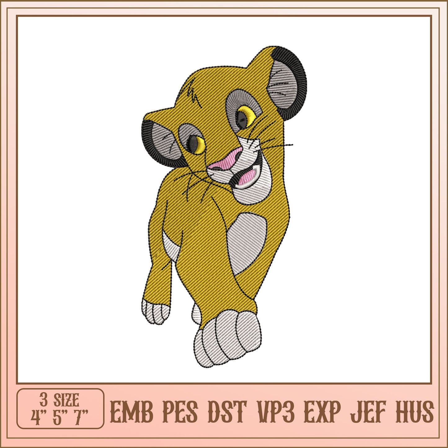 Simba Lion Cub Embroidery Design