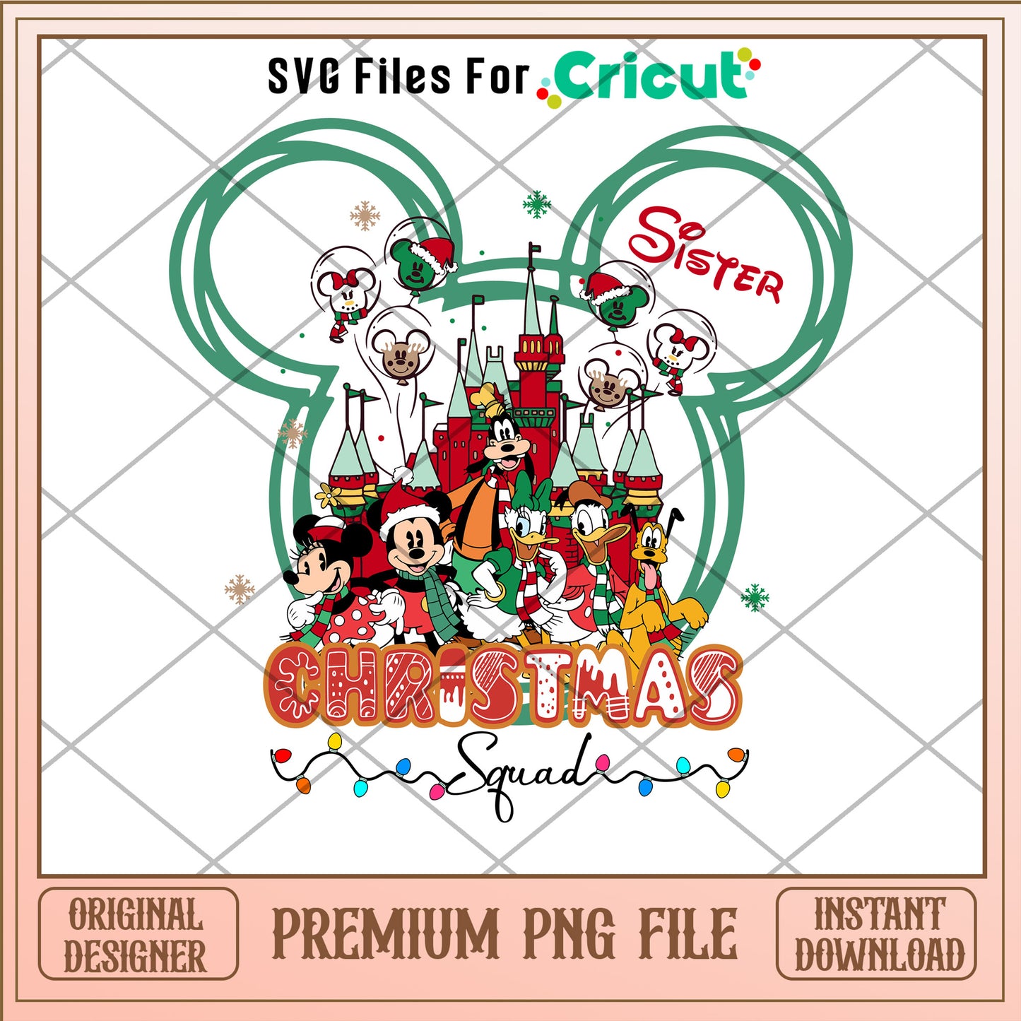 Sister christmas squad png, mickey head png, merry chritsmas png