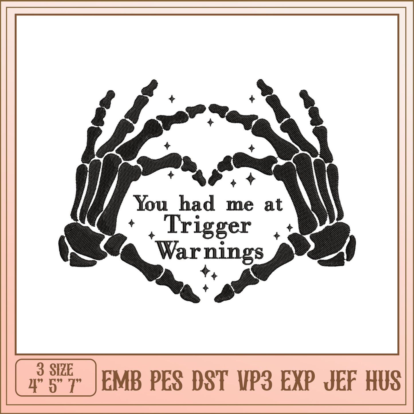 Skeleton Hands Embroidery Design