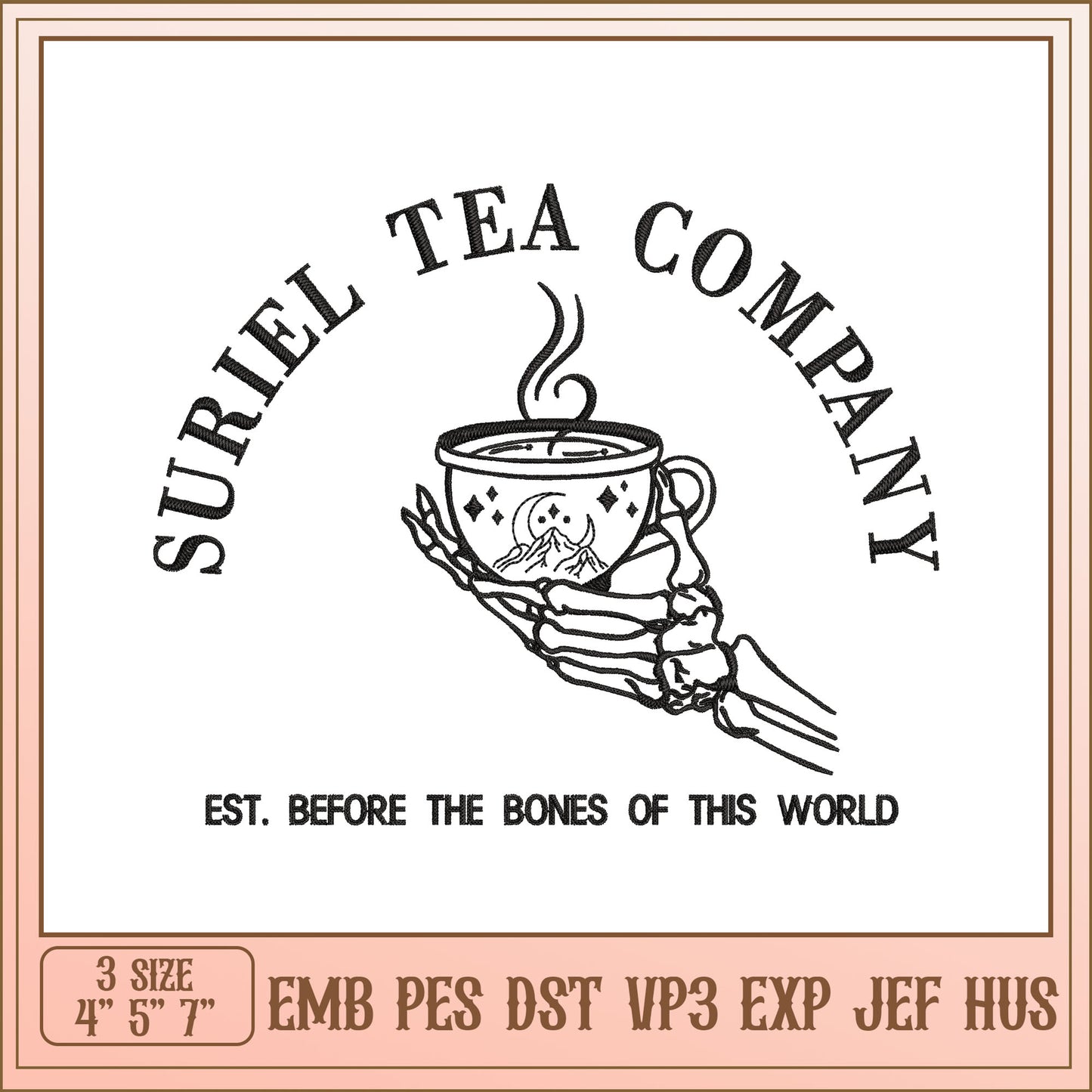 Skeleton Tea Co Embroidery Design