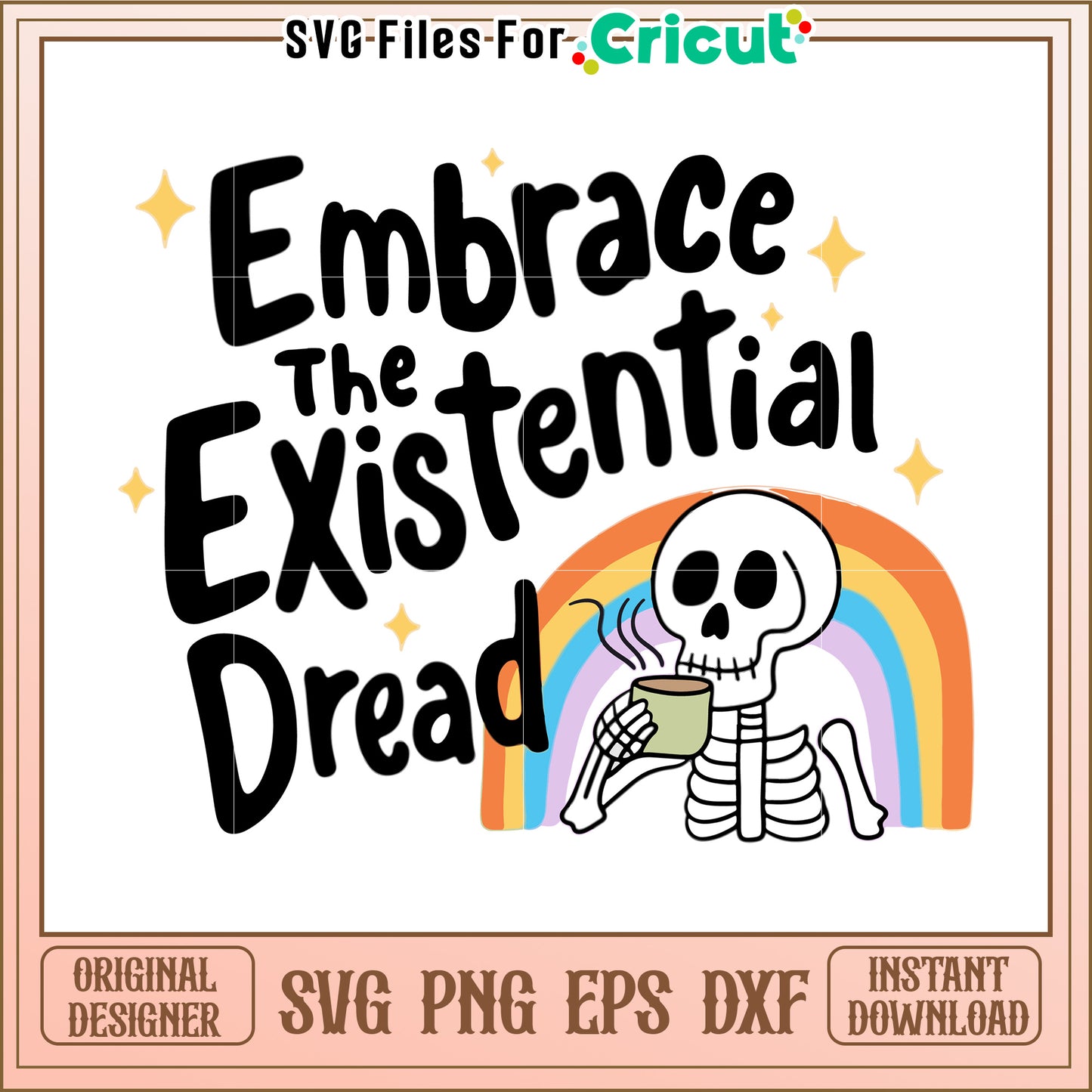 Skeleton drinking coffee design, perfect for cozy vibes stickers