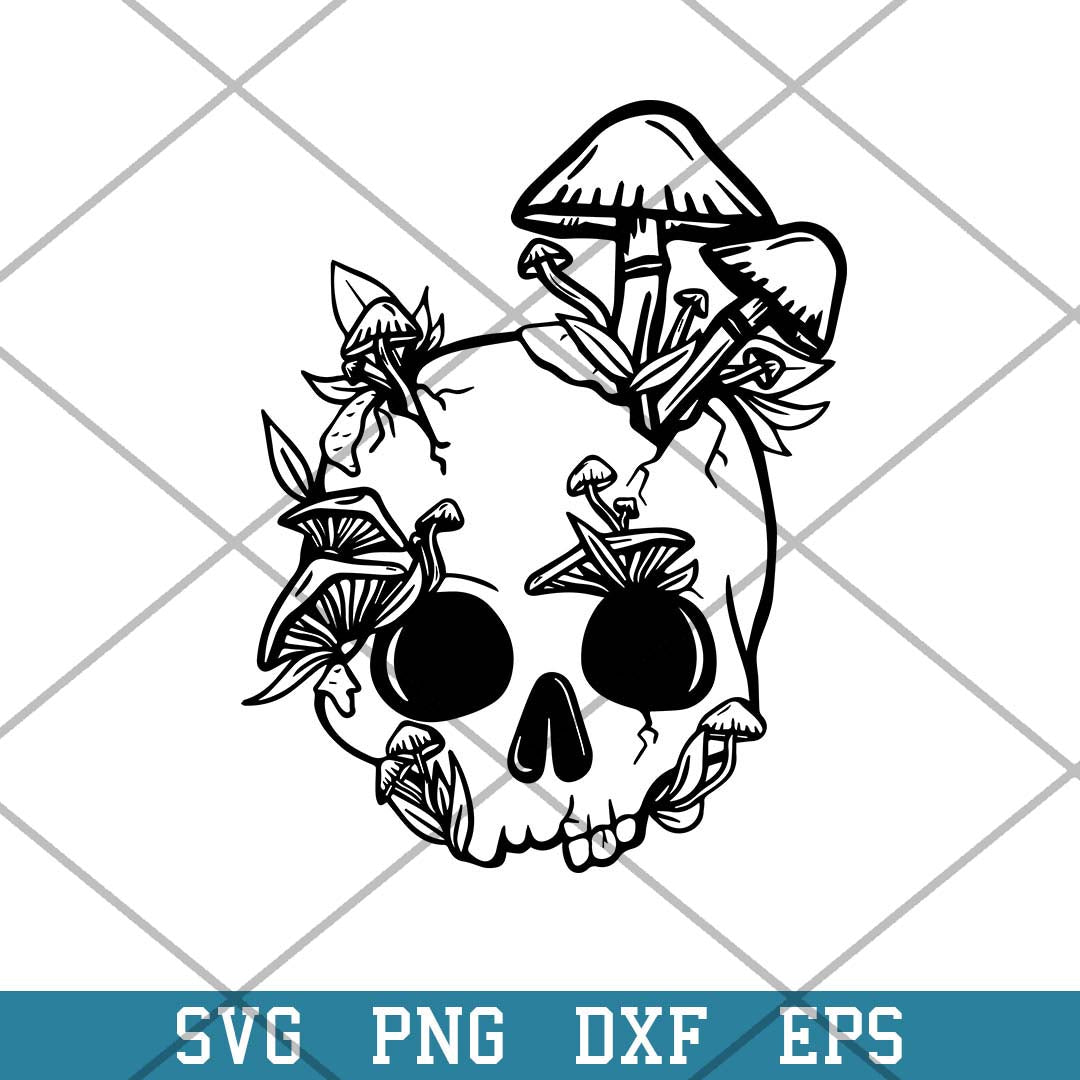 Skull And Mushroom Halloween Svg, Halloween Svg-Svgfilesforcricut
