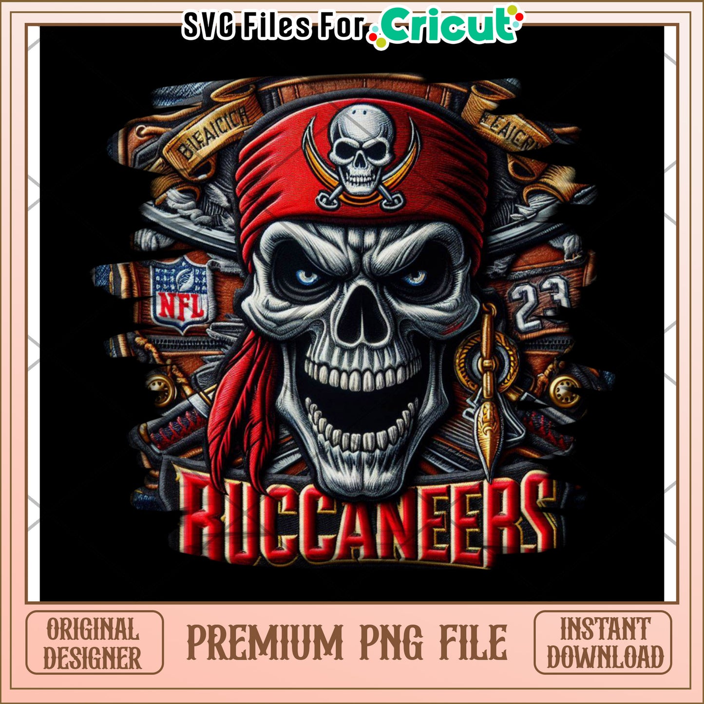 Skull Pirate Design for Cricut, Premium PNG File for Download