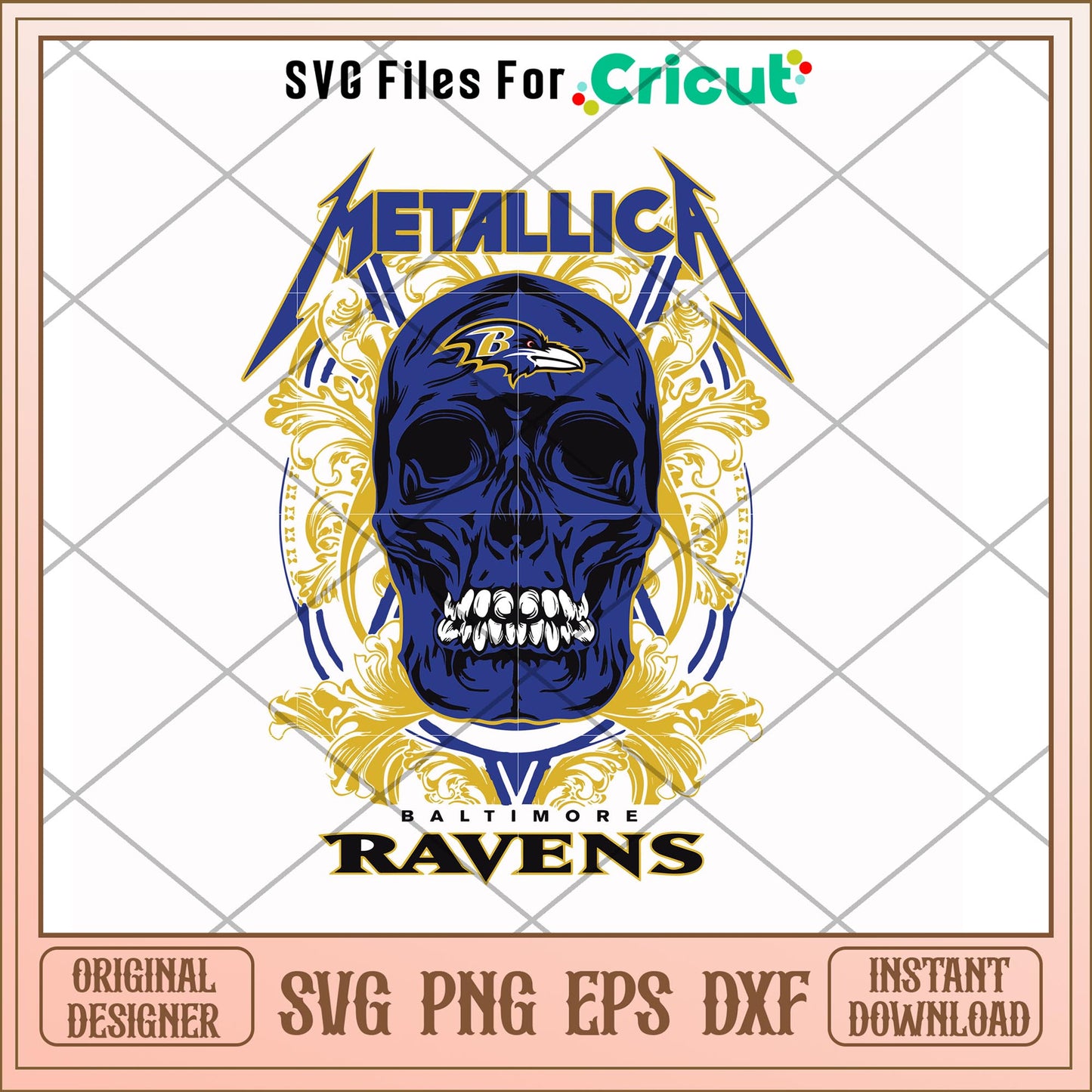 Skull metallica Baltimore Ravens svg, Skull svg, new nfl svg