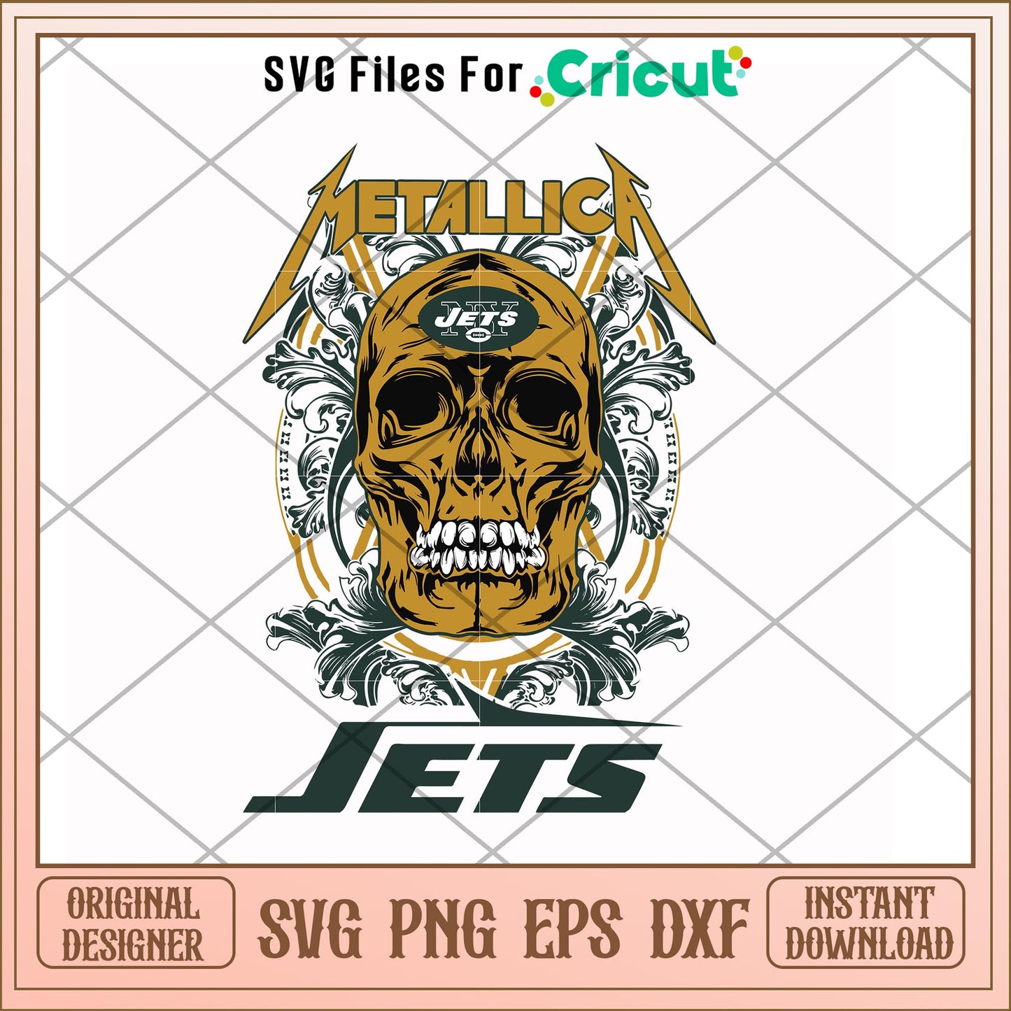Skull metallica New York Jets svg, Skull svg, new nfl svg