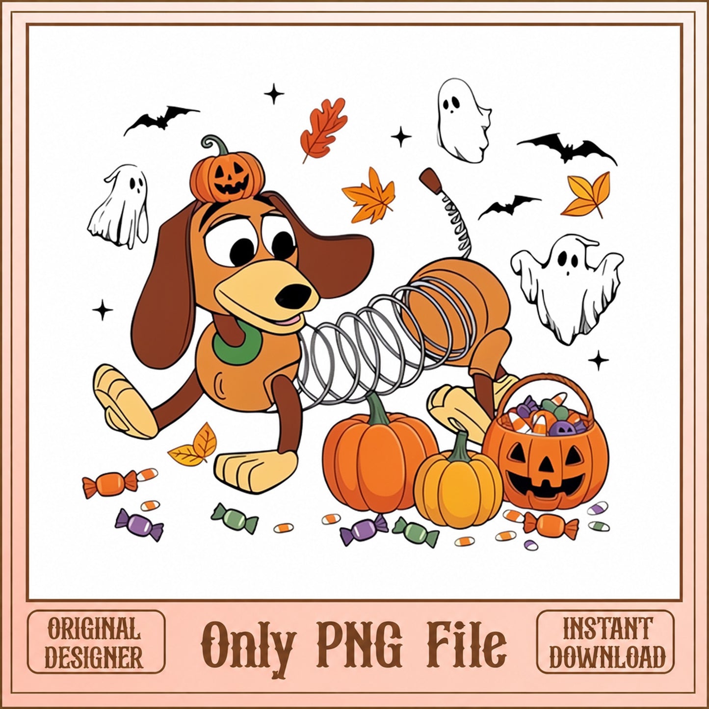 Slinky Dog Halloween PNG, Toy Story Fall Clipart, Pumpkin PNG