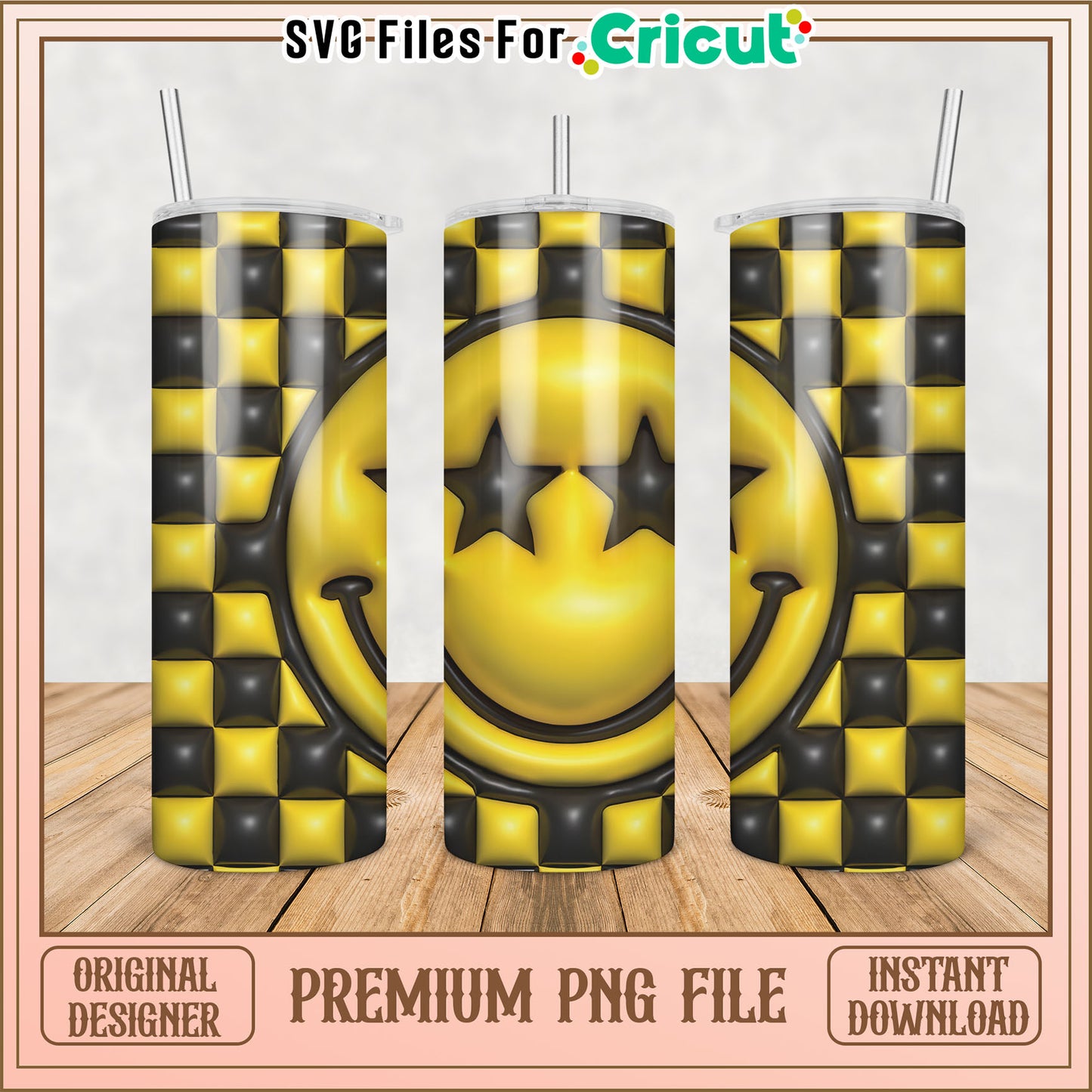 Smiling Face Tumbler PNG Design