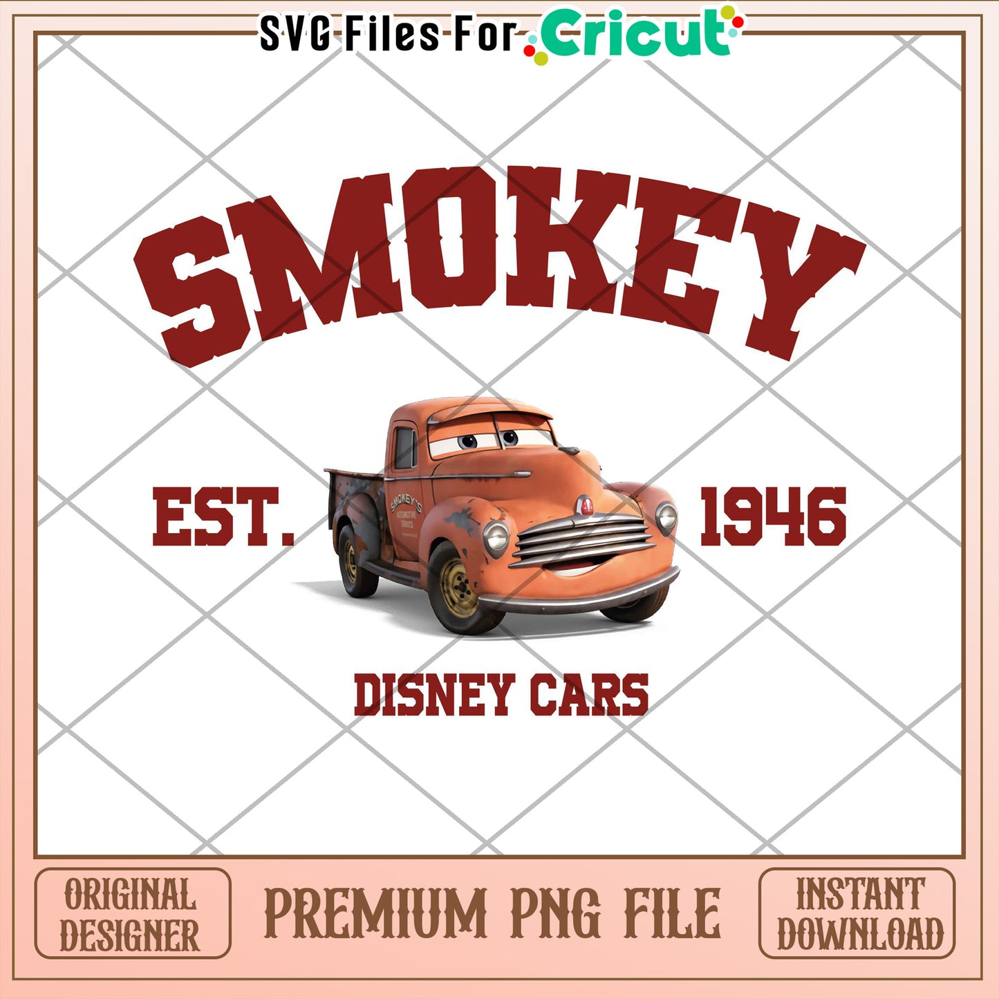 Smokey Disney Cars PNG Cricut File