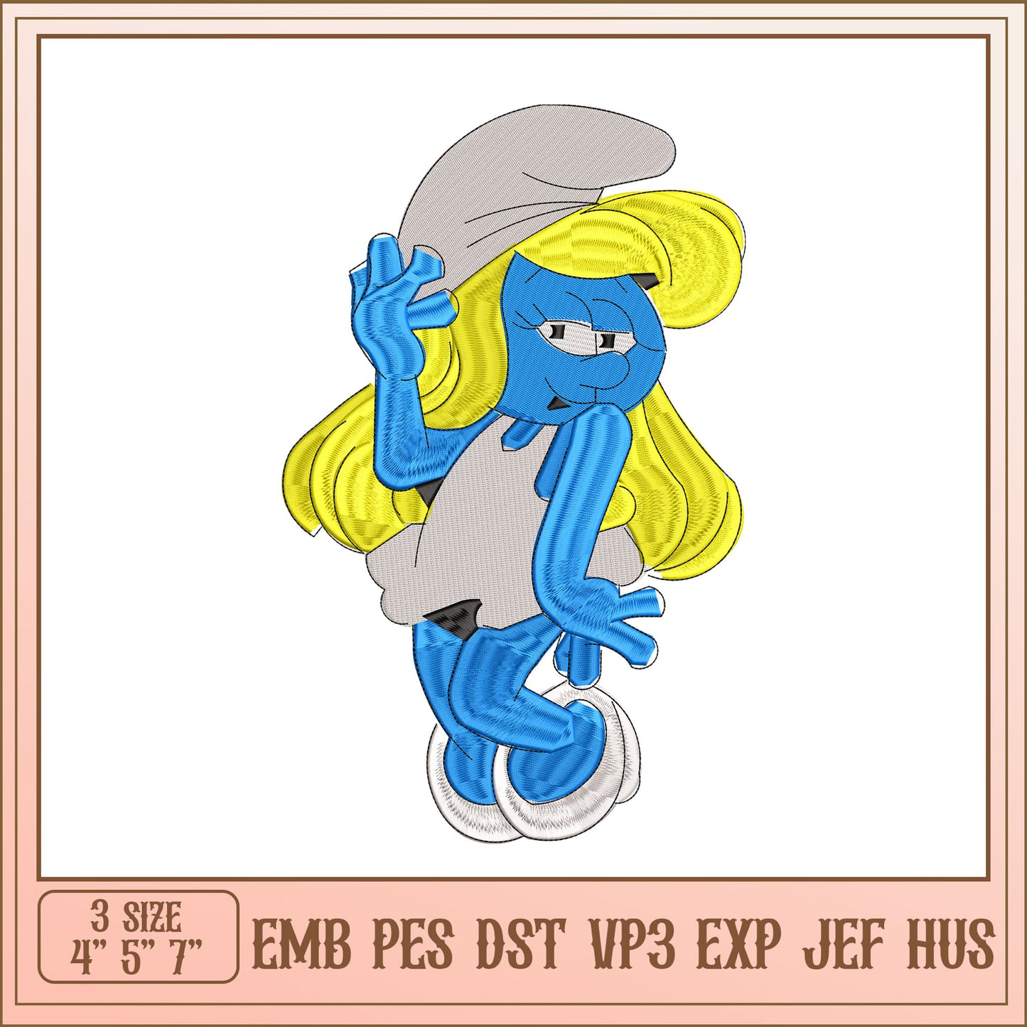 Smurfette Embroidery Design