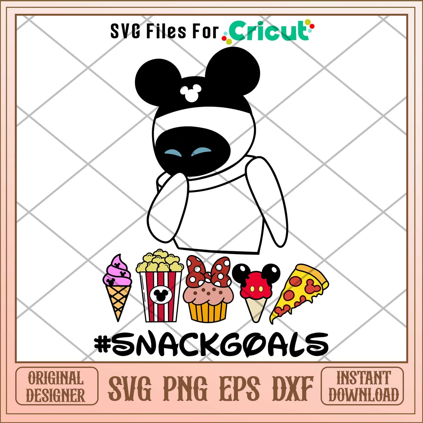 Snack Goals Walle Eve Mickey head svg, walle svg, digital dowload