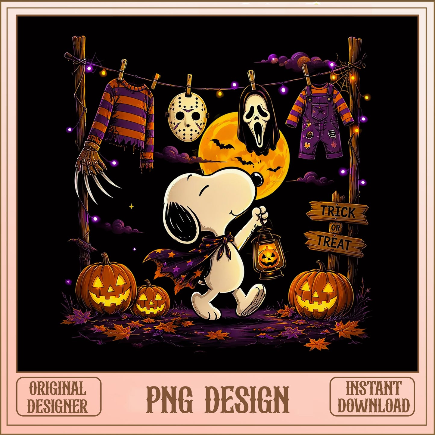 Snoopy Halloween Trick Or Treat PNG, Horror Movie PNG, Pumpkin PNG