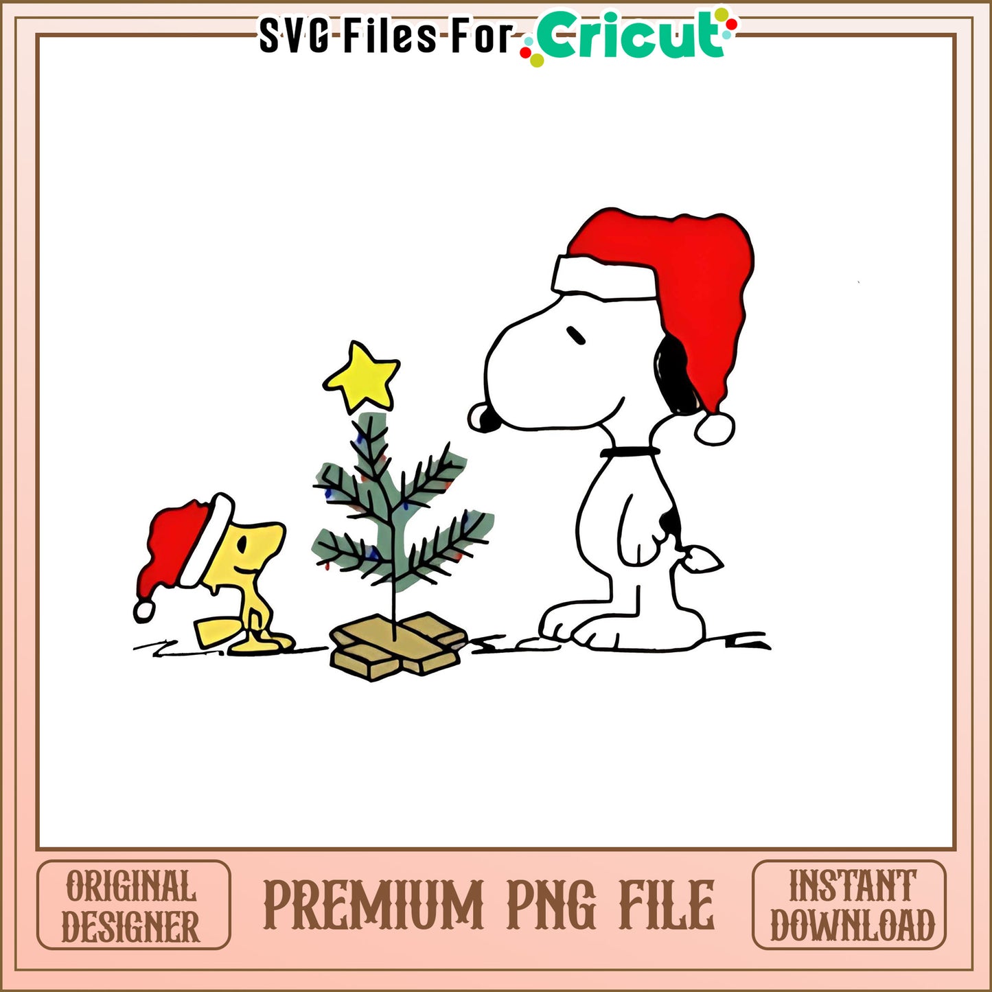 Snoopy and Woodstock Christmas PNG file, perfect for crafts and decor