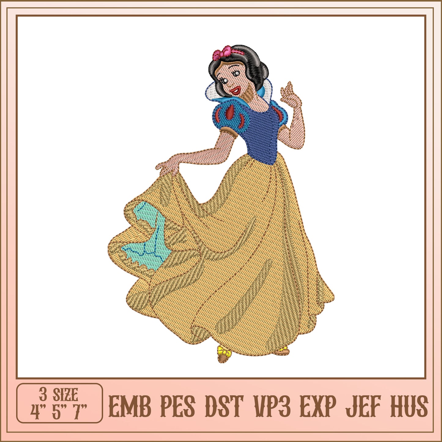 Snow White Embroidery Design 4x7