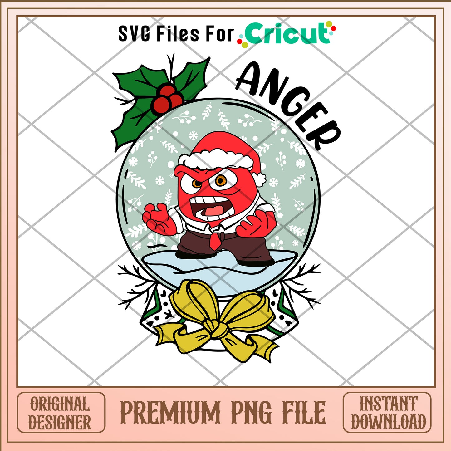 Snow globe Anger character png, Inside out png, christmas png