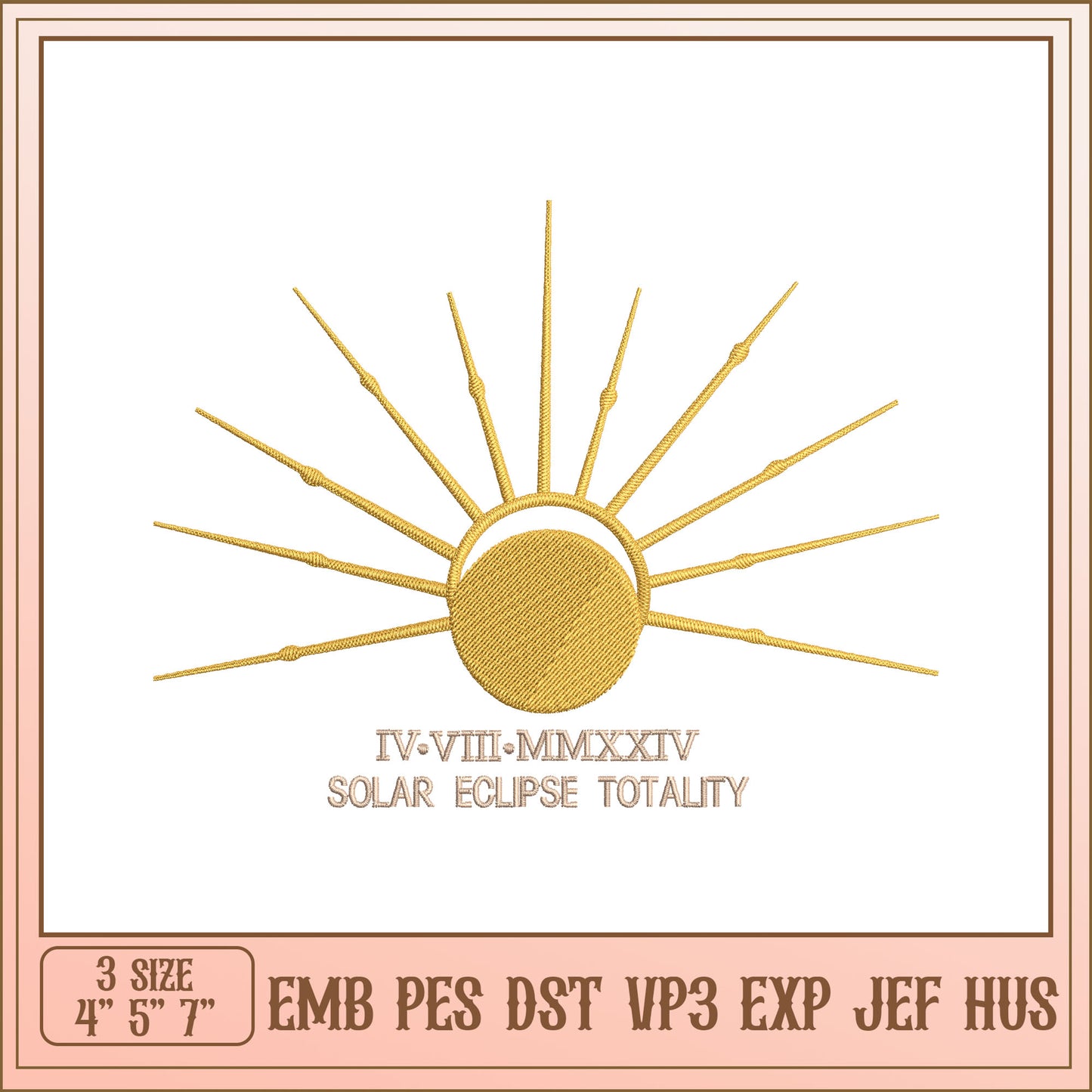 Solar Eclipse Embroidery Design