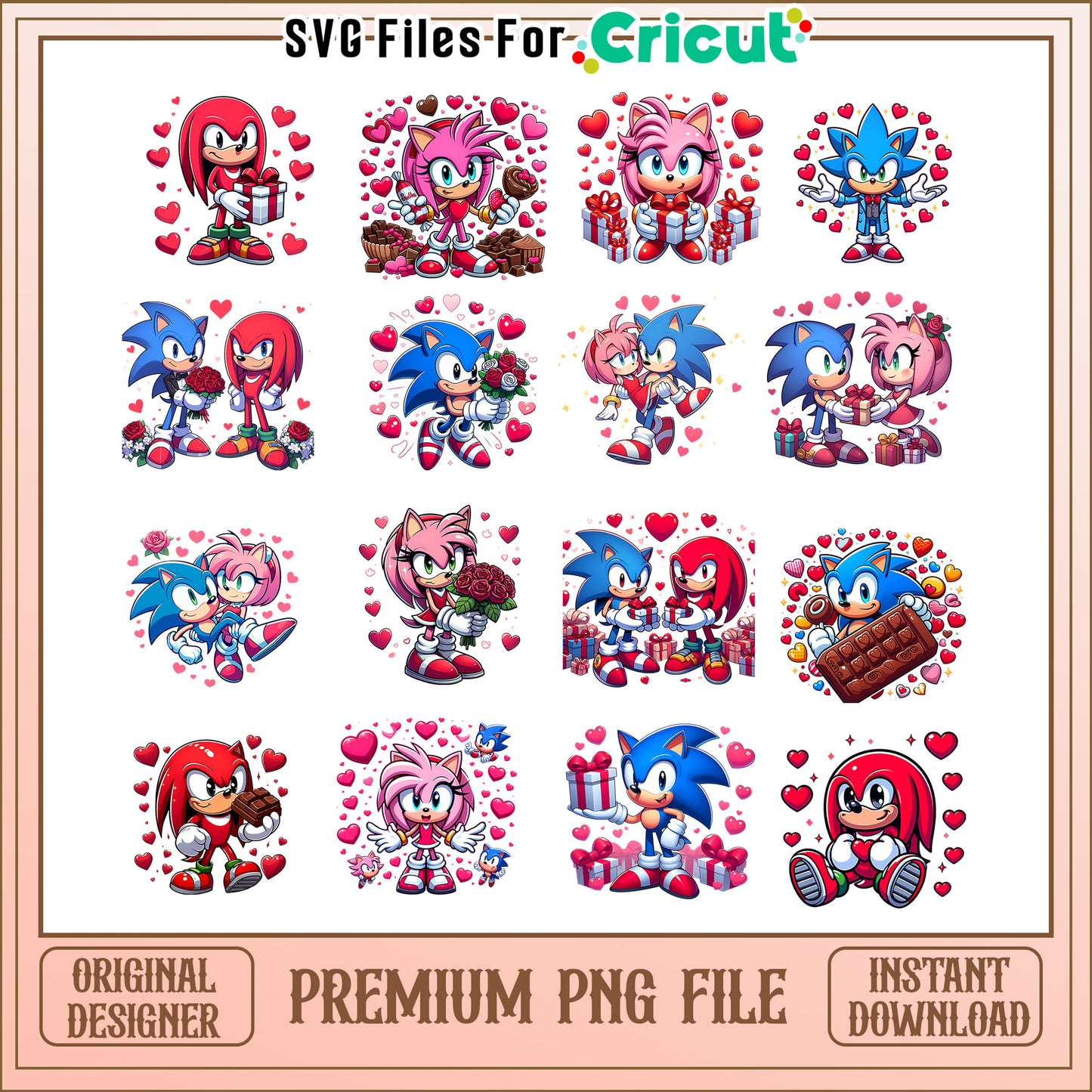 Sonic couple love valentine bundle png, sonic couples png