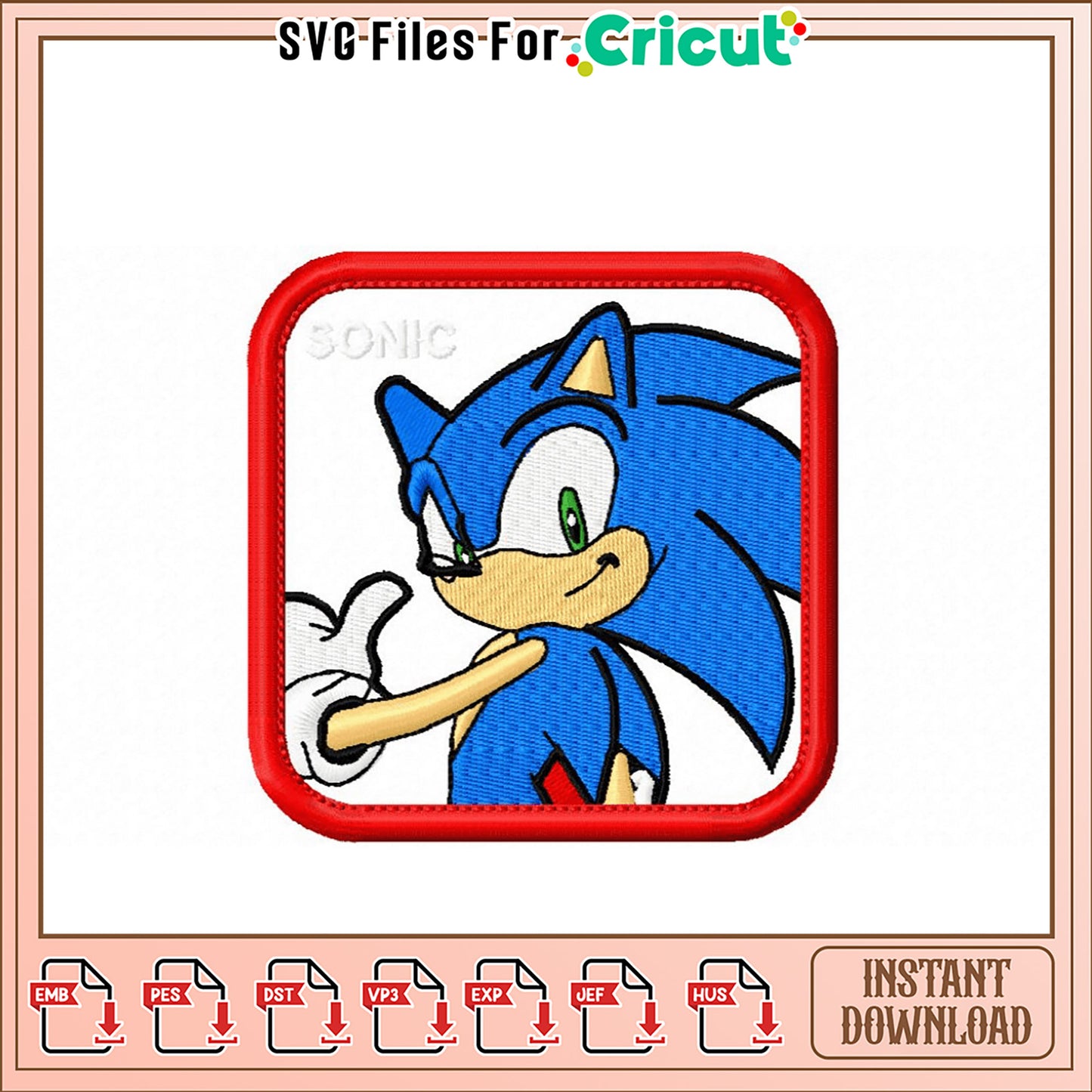 Sonic the Hedgehog Embroidery Design