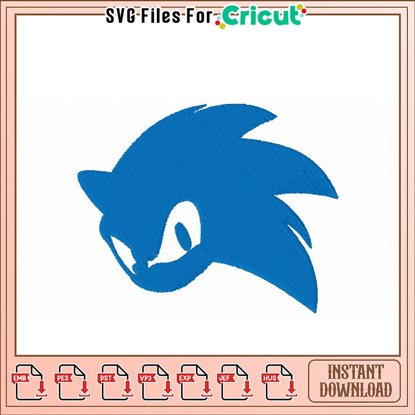 Sonic the Hedgehog Embroidery Design Instant Download