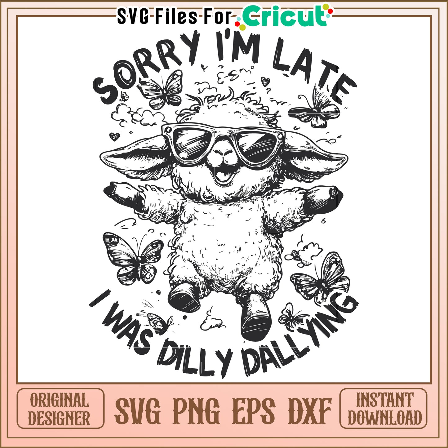Sorry I'm Late Funny Cartoon, Cute Animal Dilly Dallying Design