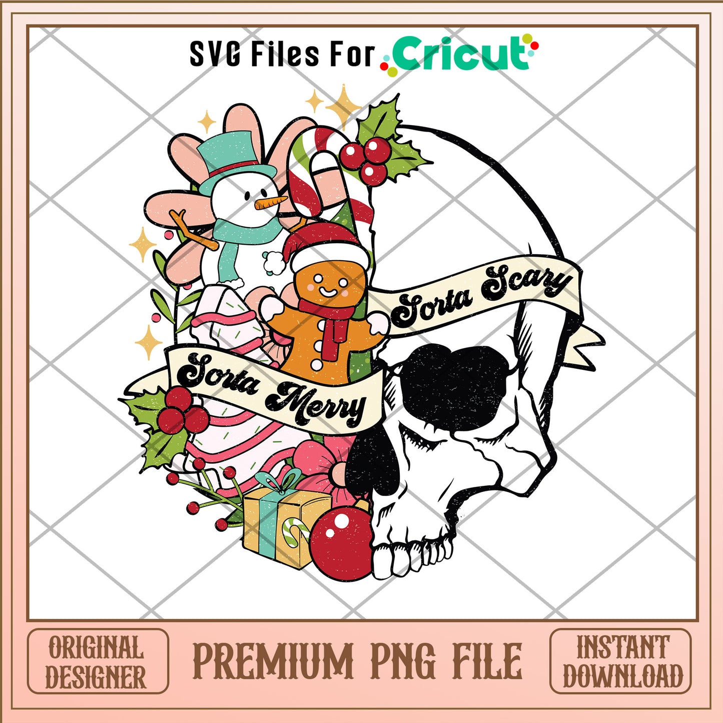 Sorta merry sorta scary png, skull png, merry chritsmas png