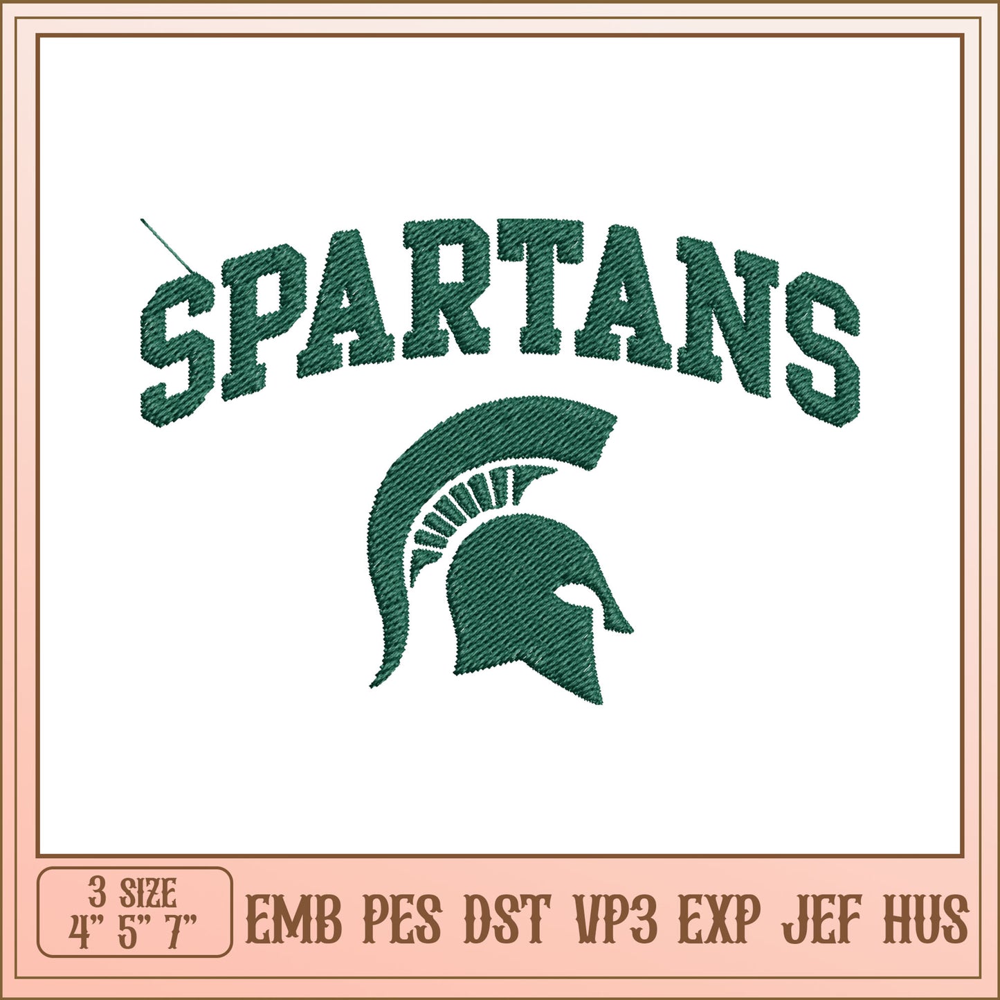 Spartan Helmet Embroidery Design 4x7 Inch