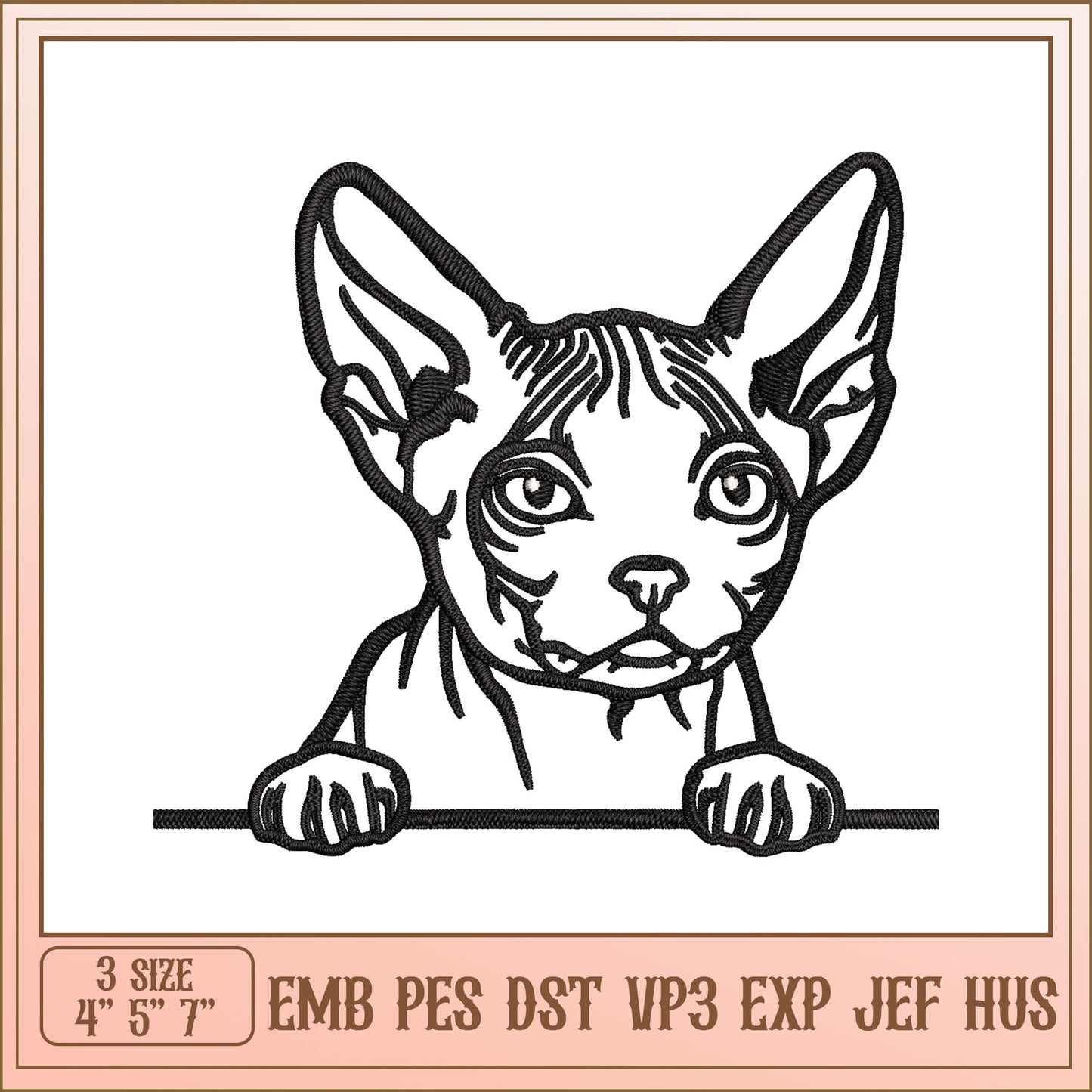 Sphynx Cat Embroidery Design