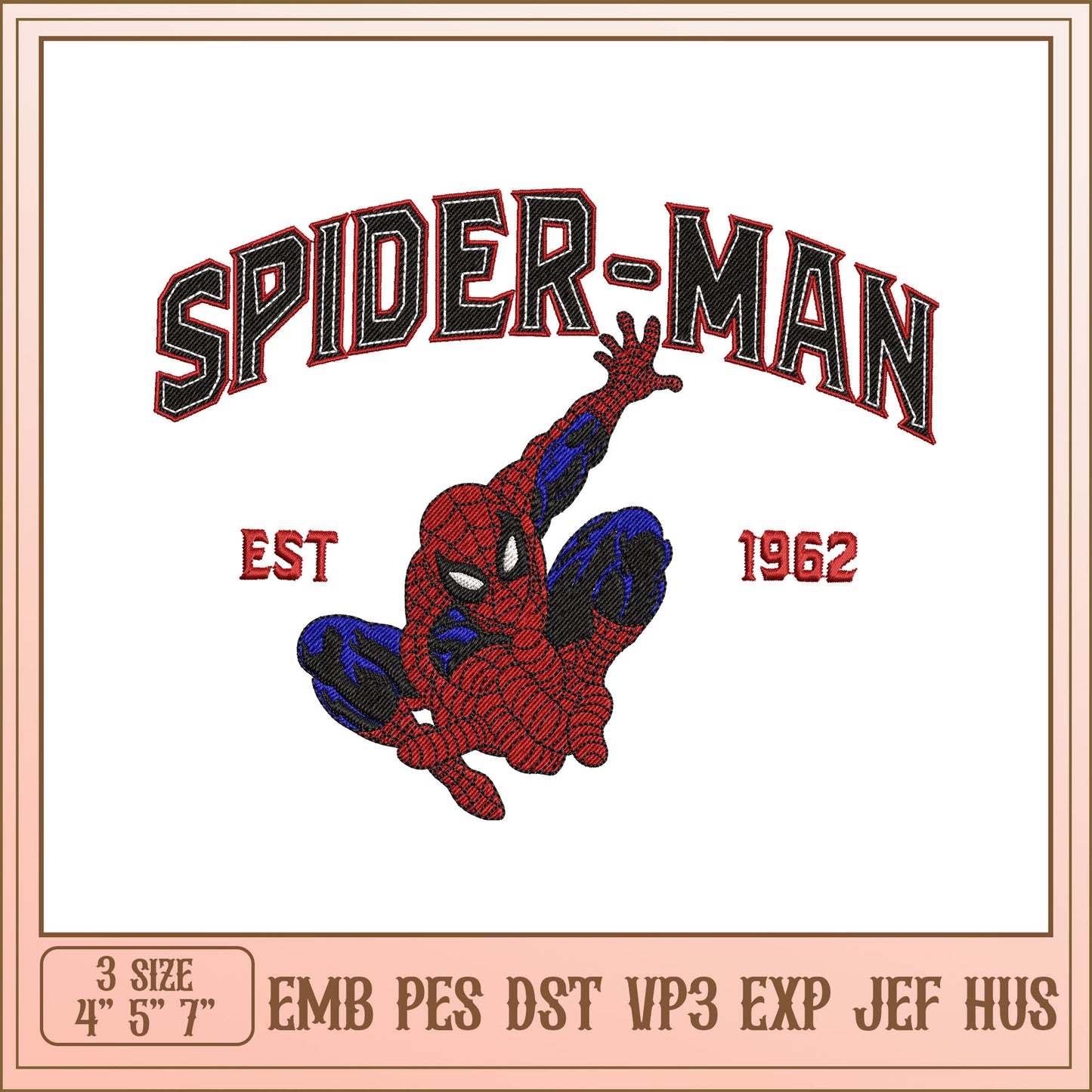 Spider-Man Embroidery Design Digital Format for Crafting 1962