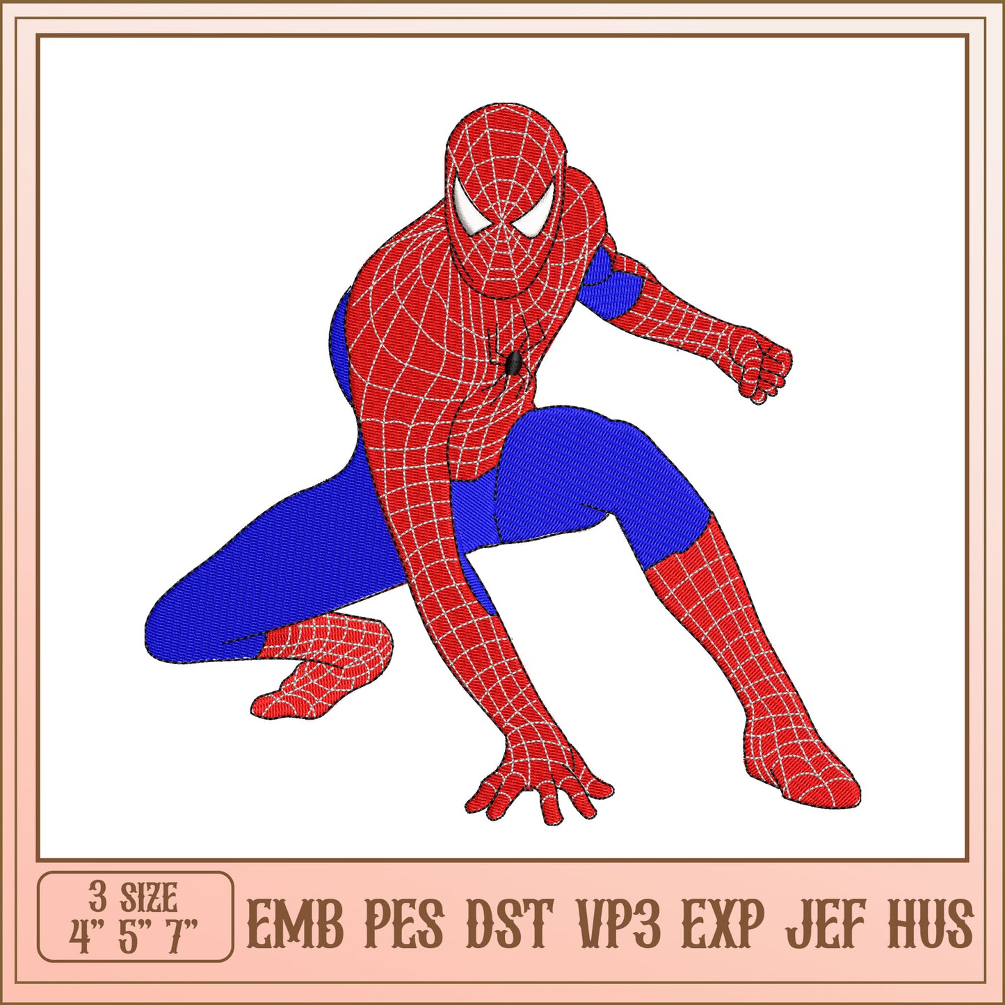 Spiderman Embroidery Design 4x7 inch