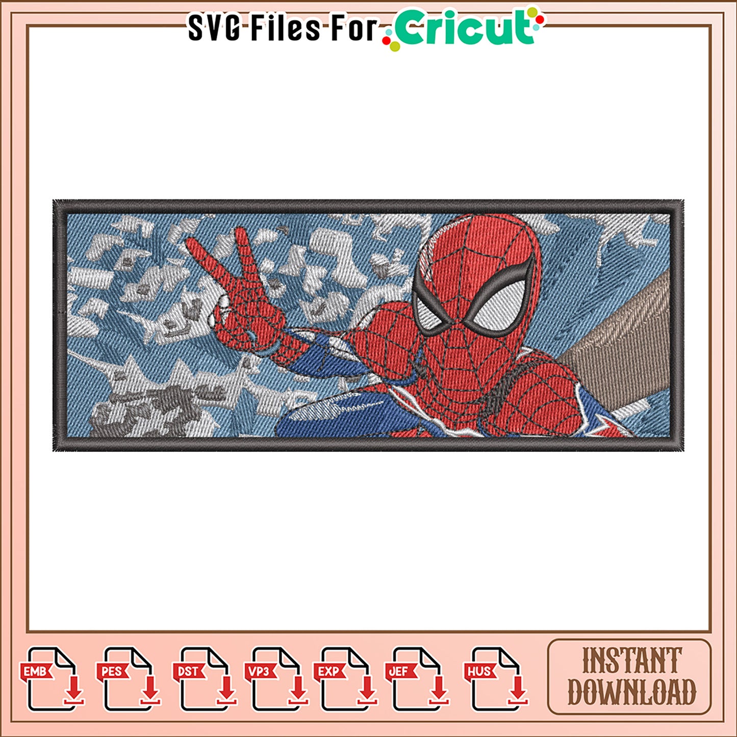 Spiderman Peace Sign Embroidery Design Instant Download