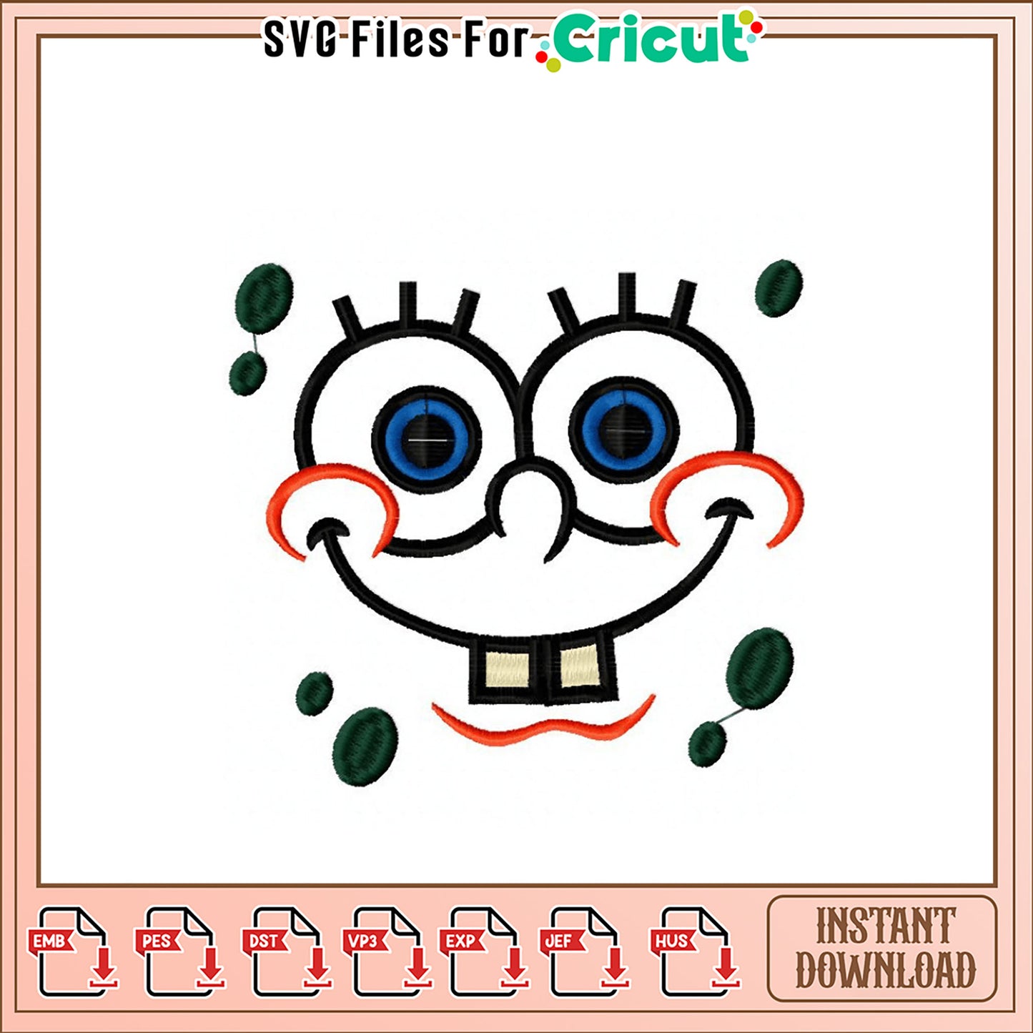 SpongeBob Embroidery Design Instant Download