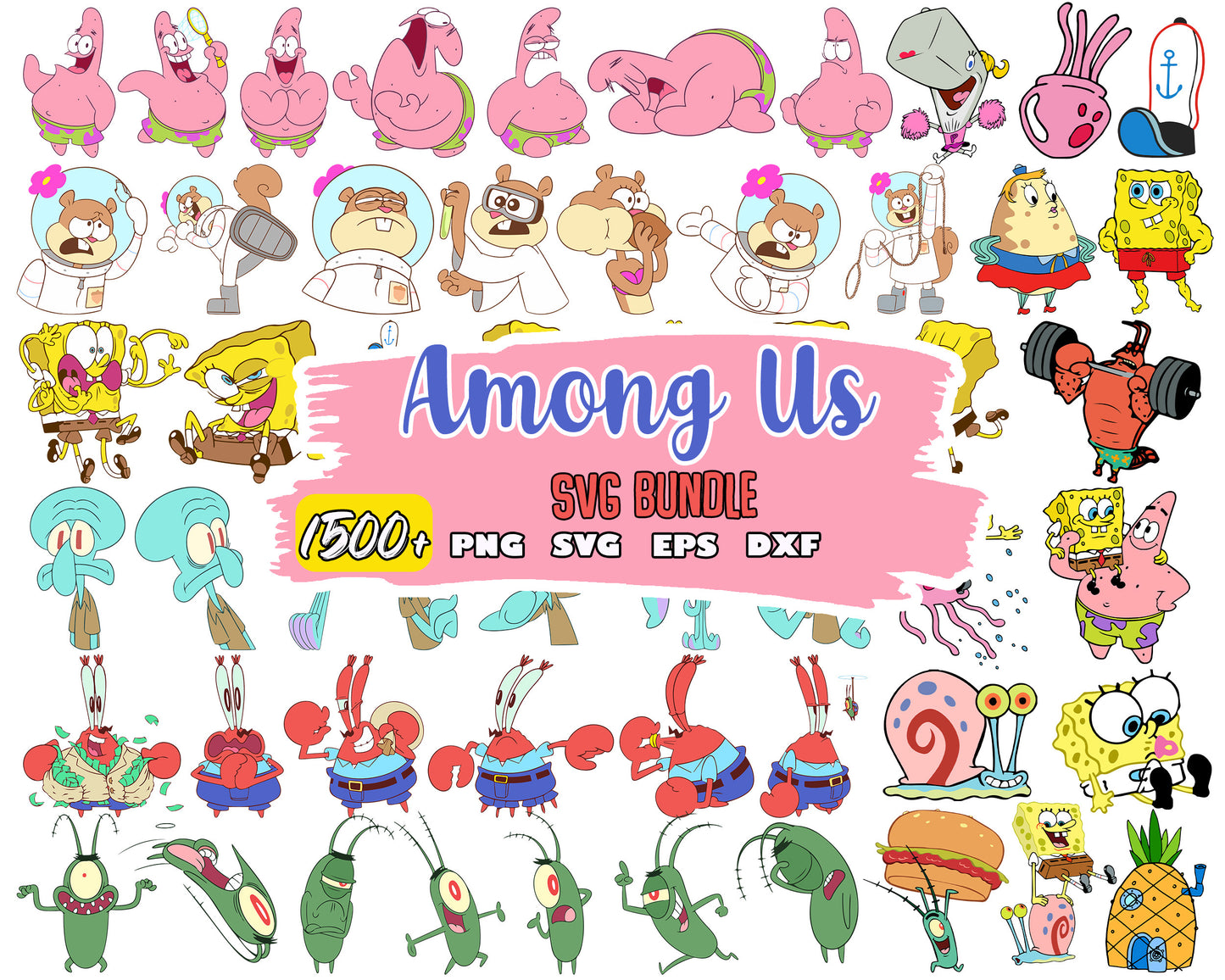 Spongebob cartoon characters bundle svg, spongebob squarepants svg