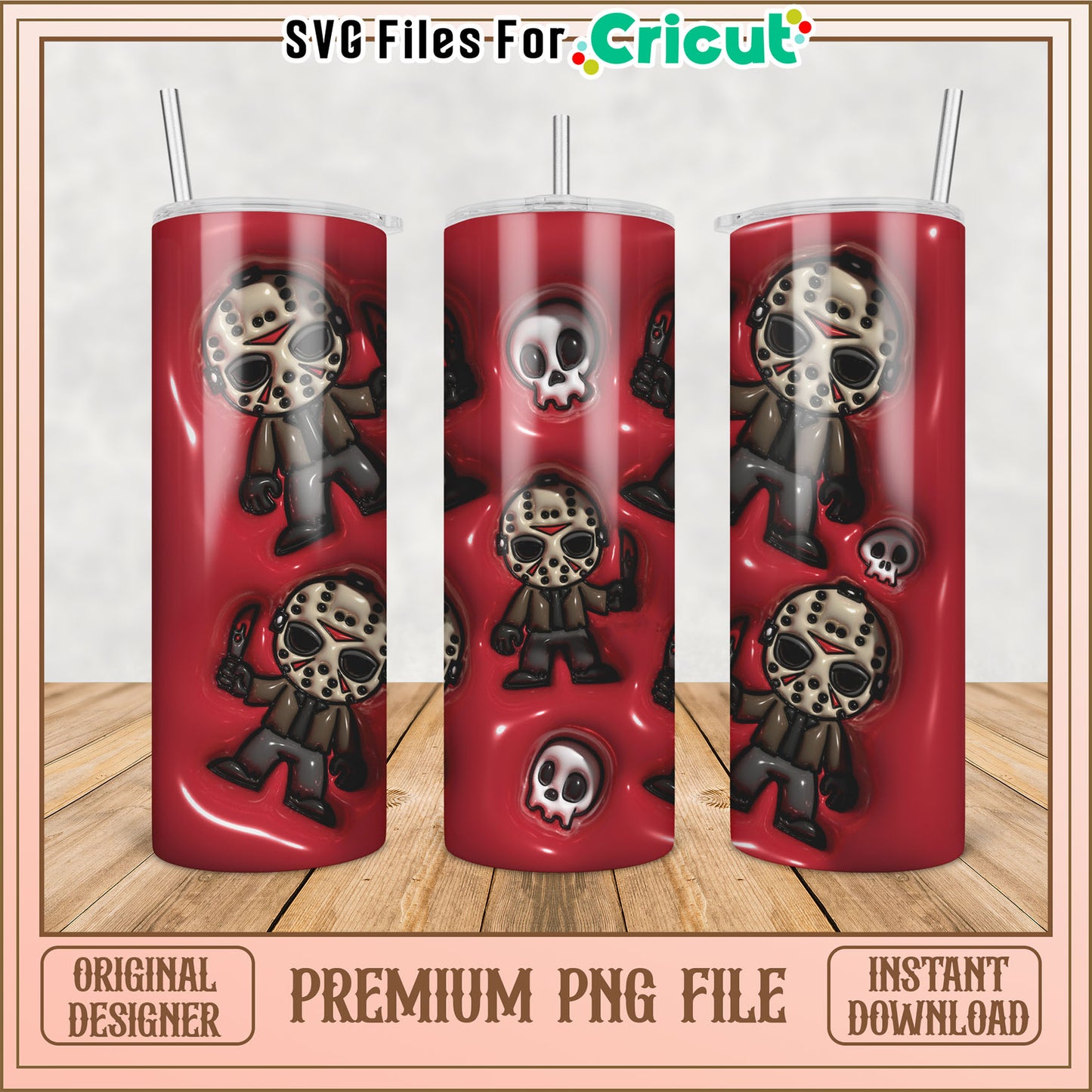 Spooky Cartoon Tumbler Design PNG File for Instant Download