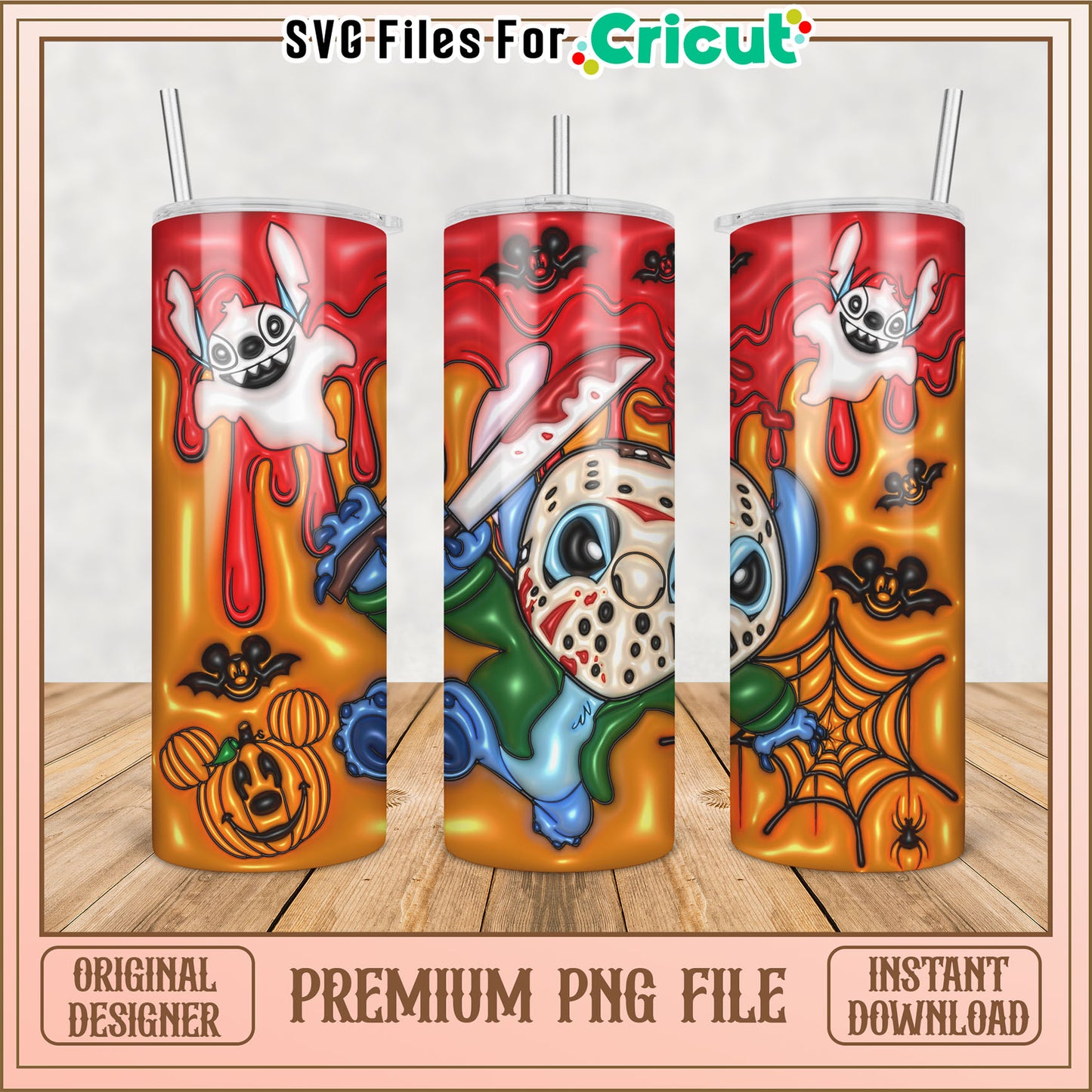 Spooky Cartoon Tumbler Design PNG for Cricut Crafting Fun