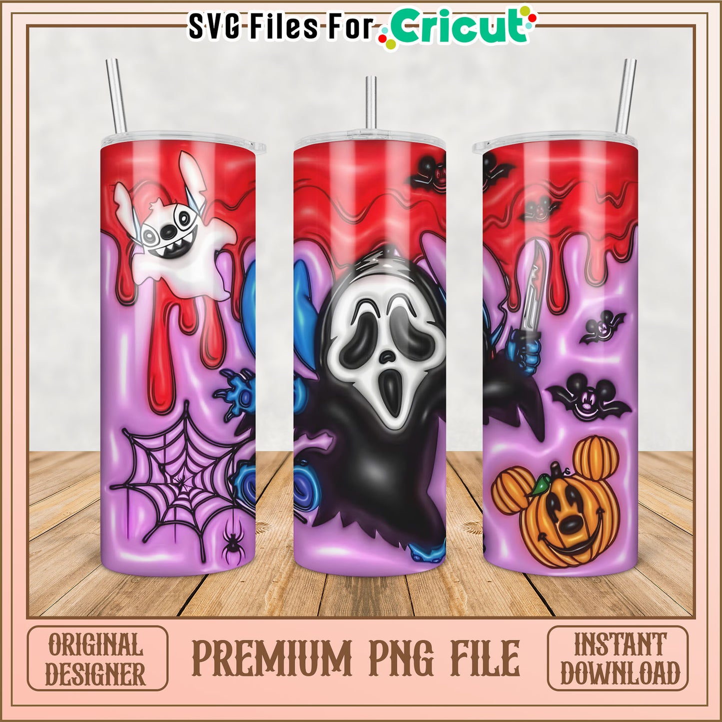 Spooky Tumbler Design PNG for Cricut Halloween Crafting Files