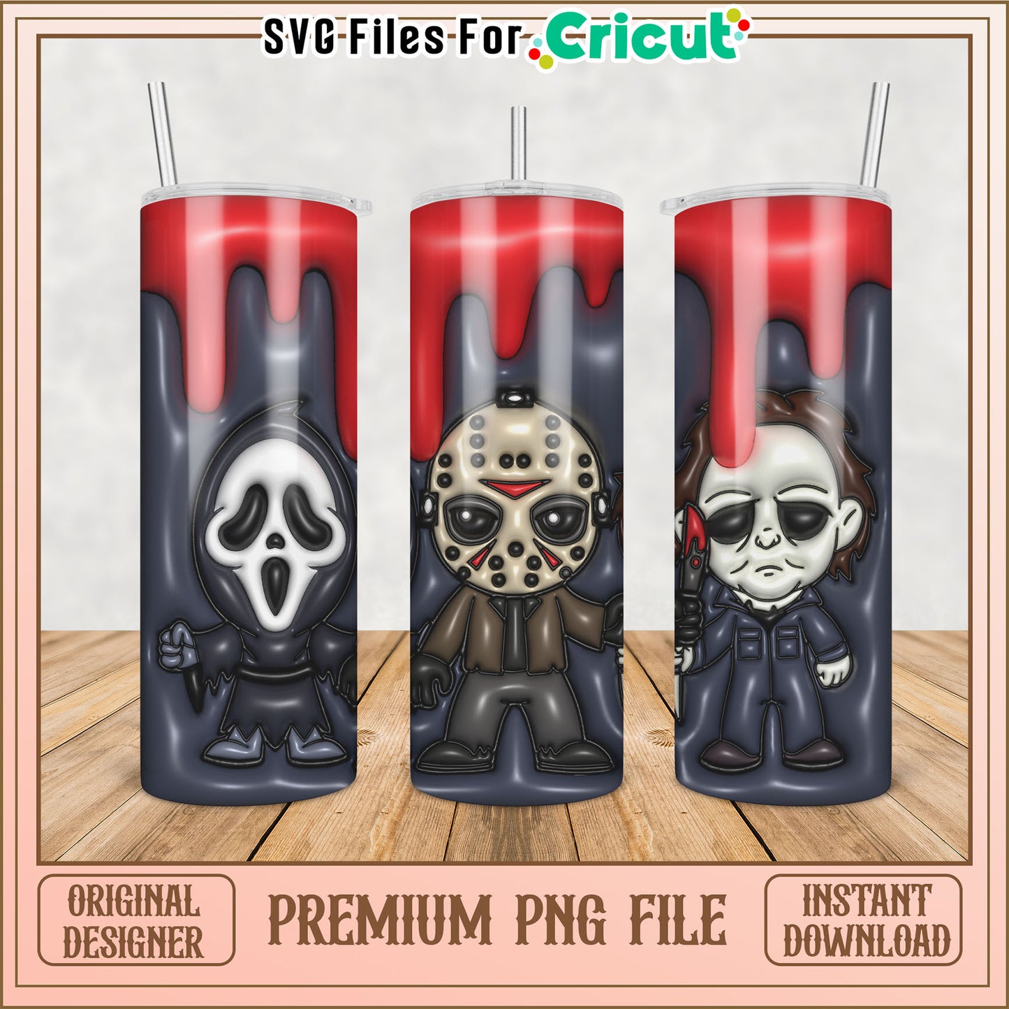 Spooky Tumbler Design PNG for Cricut Halloween Crafts Download