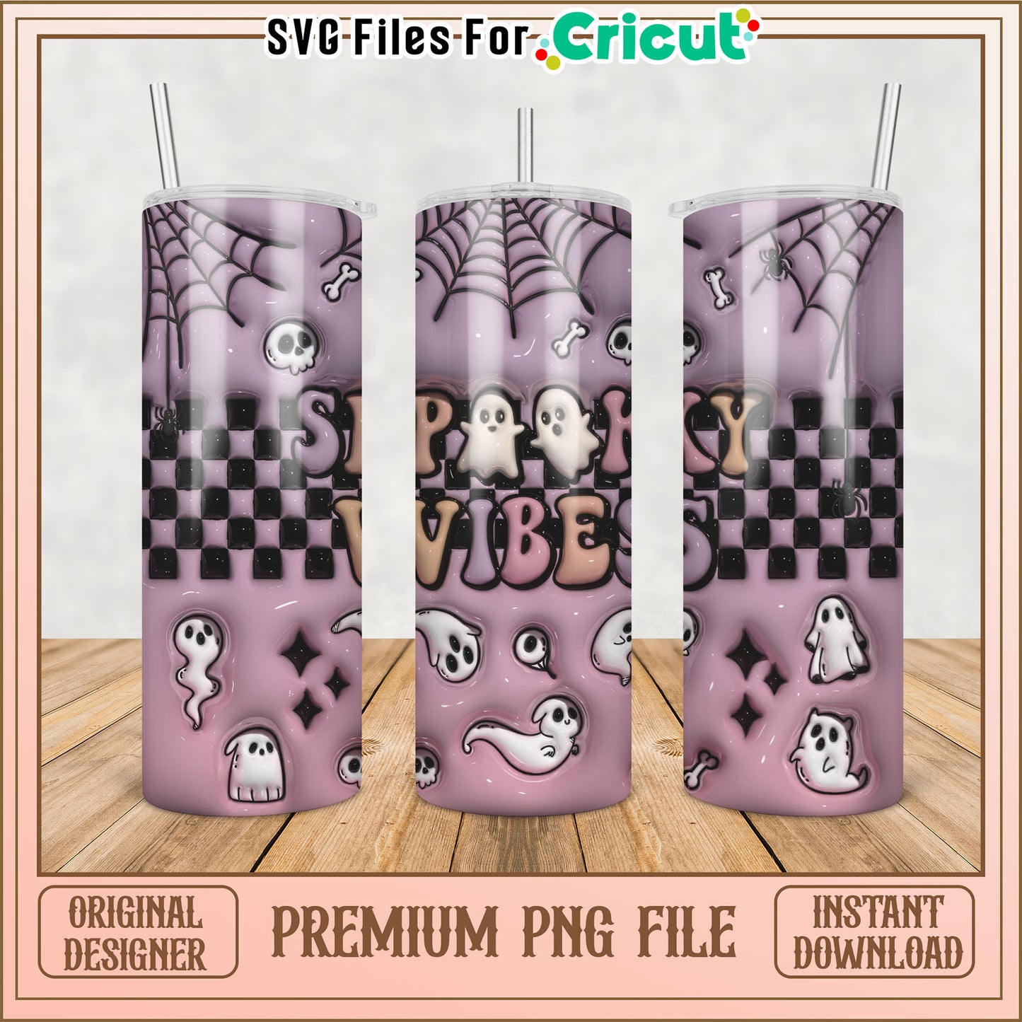 Spooky Vibes Tumbler Design PNG for Halloween Crafts Download