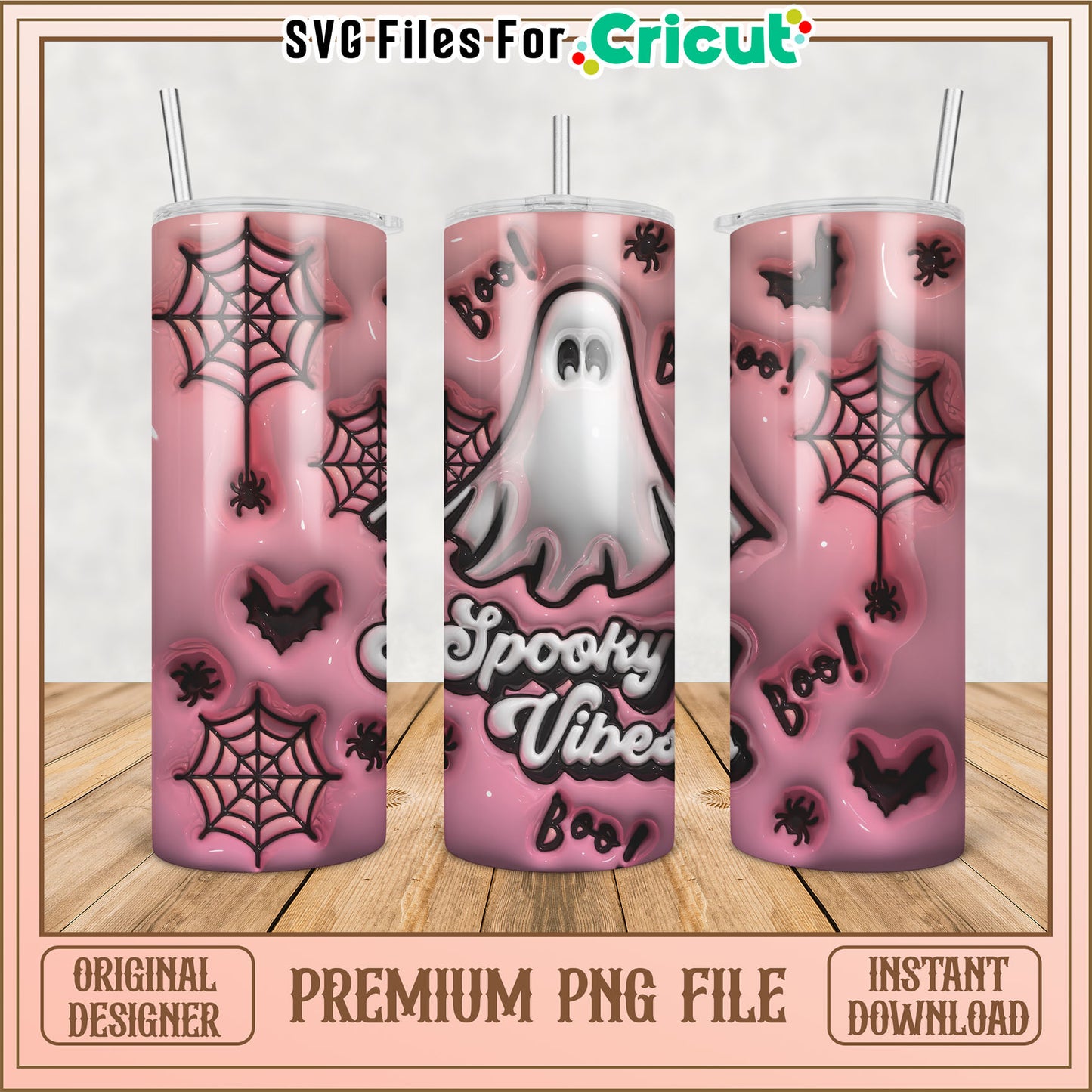 Spooky Vibes Tumbler PNG Design for Halloween Crafts and Drinks
