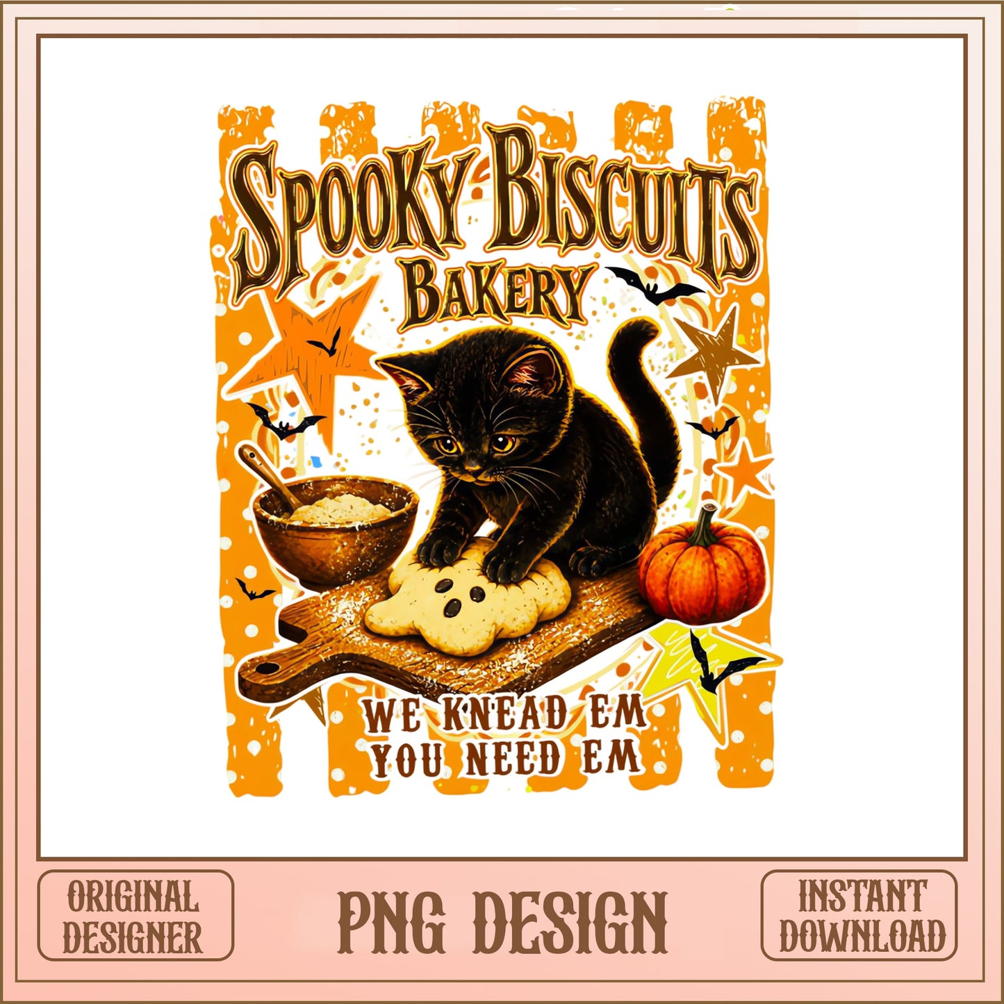 Spooky Biscuits Bakery Black Cat PNG, Halloween Cat PNG, Funny Halloween PNG