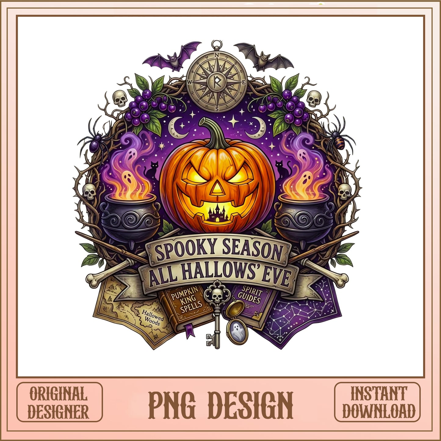 Spooky Season All Hallows Eve PNG, Halloween PNG, Pumpkin PNG