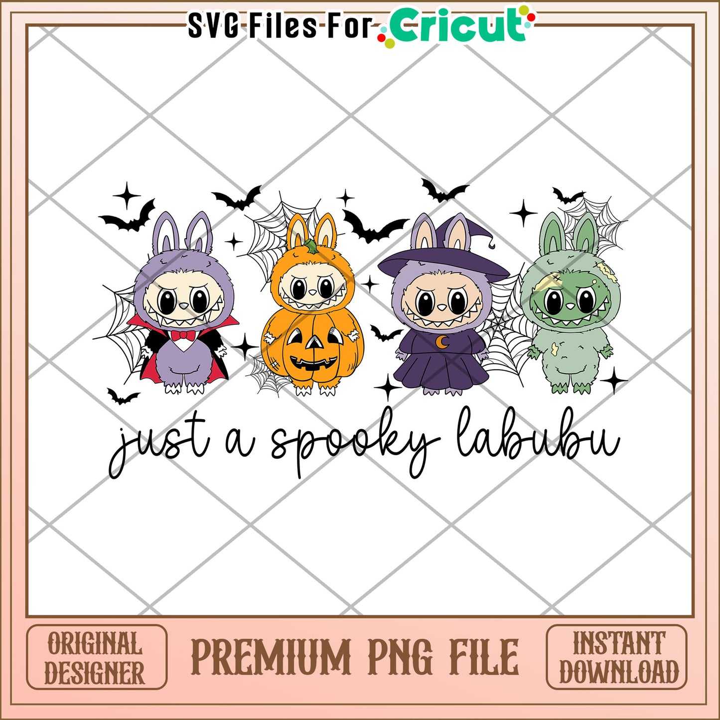 Spooky labubu design png, halloween png, horror characters png