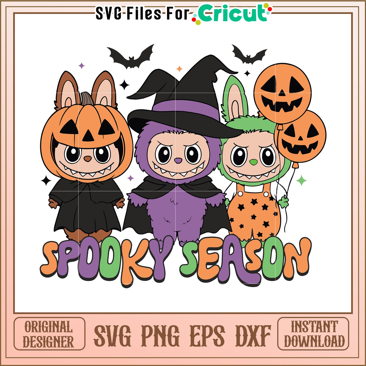 Spooky season labubu svg, halloween candy svg, trick or treat svg