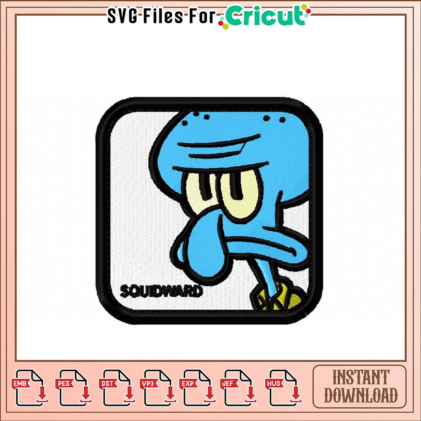 Squidward Embroidery Design - Instant Download