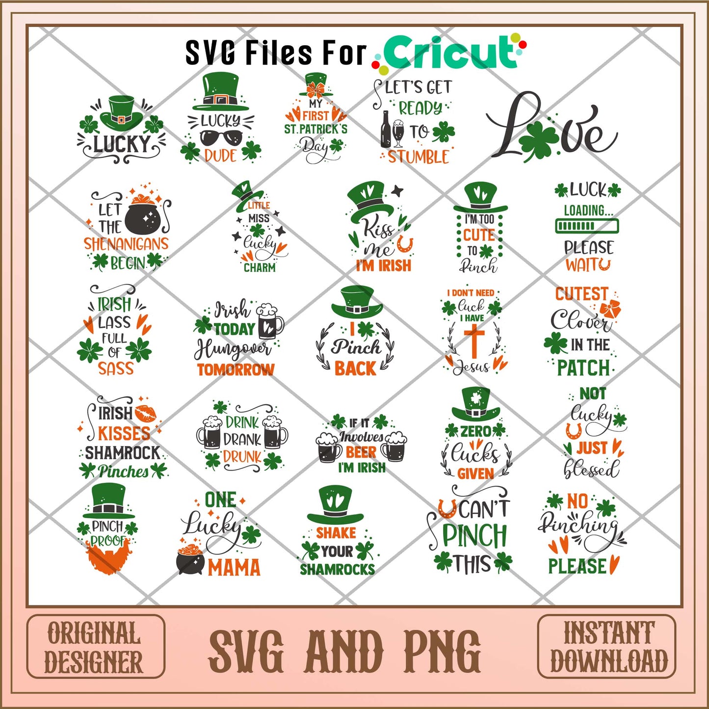 St.Patrick's Day orange and green quotes svg bundle - Svgfileforcricut